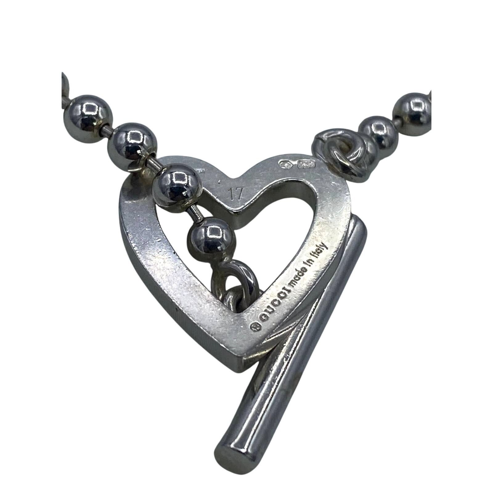 Gucci GUCCI Silver Heart Ball Chain Bracelet 7" Size ONE SIZE - 3 Thumbnail