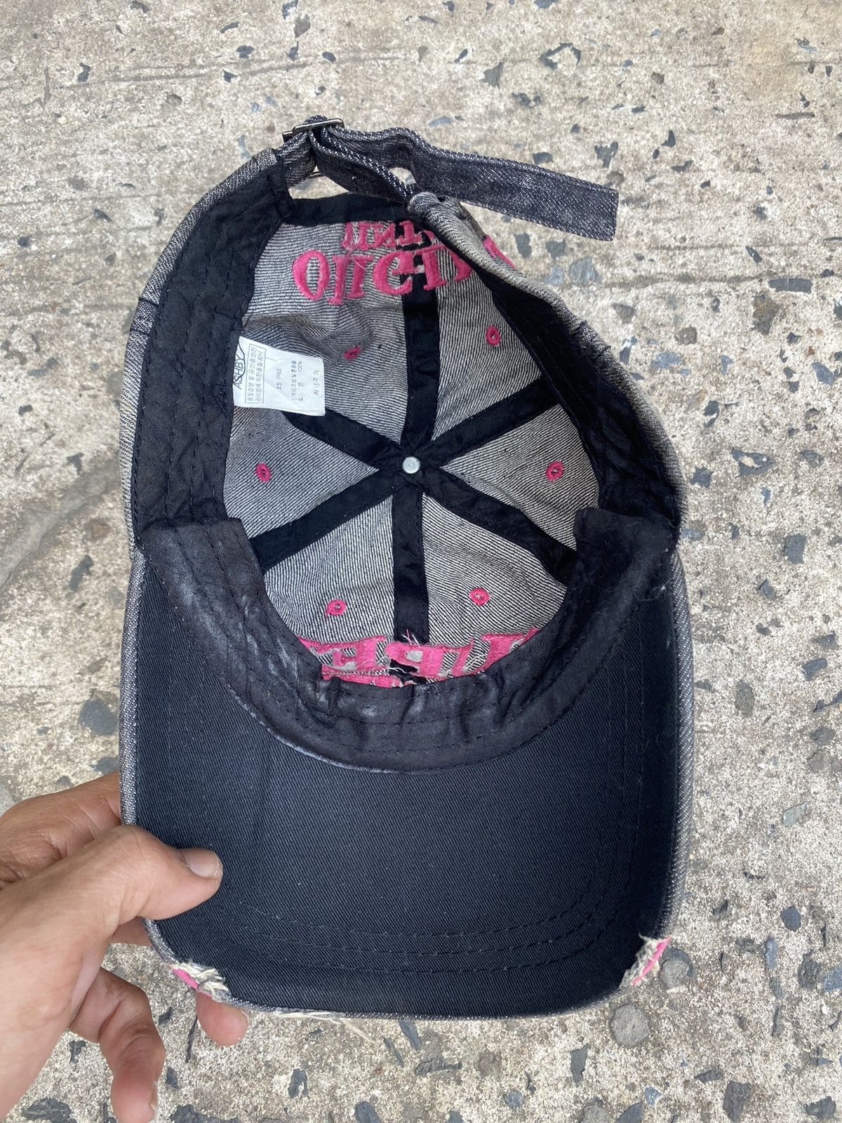 If Six Was Nine × Japanese Brand Y2K Black Denim NYP Distressed Hats Cap Size ONE SIZE - 7 Thumbnail