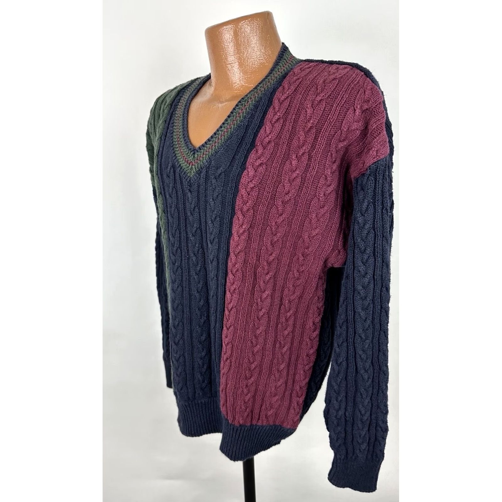 Roundtree & Yorke VINTAGE Roundtree & Yorke Sweater Mens M Cable-Knit Pullover Navy Blue 90s Bohemian Grunge Retro 80s Casual Mens Size US M / EU 48-50 / 2 - 4 Thumbnail