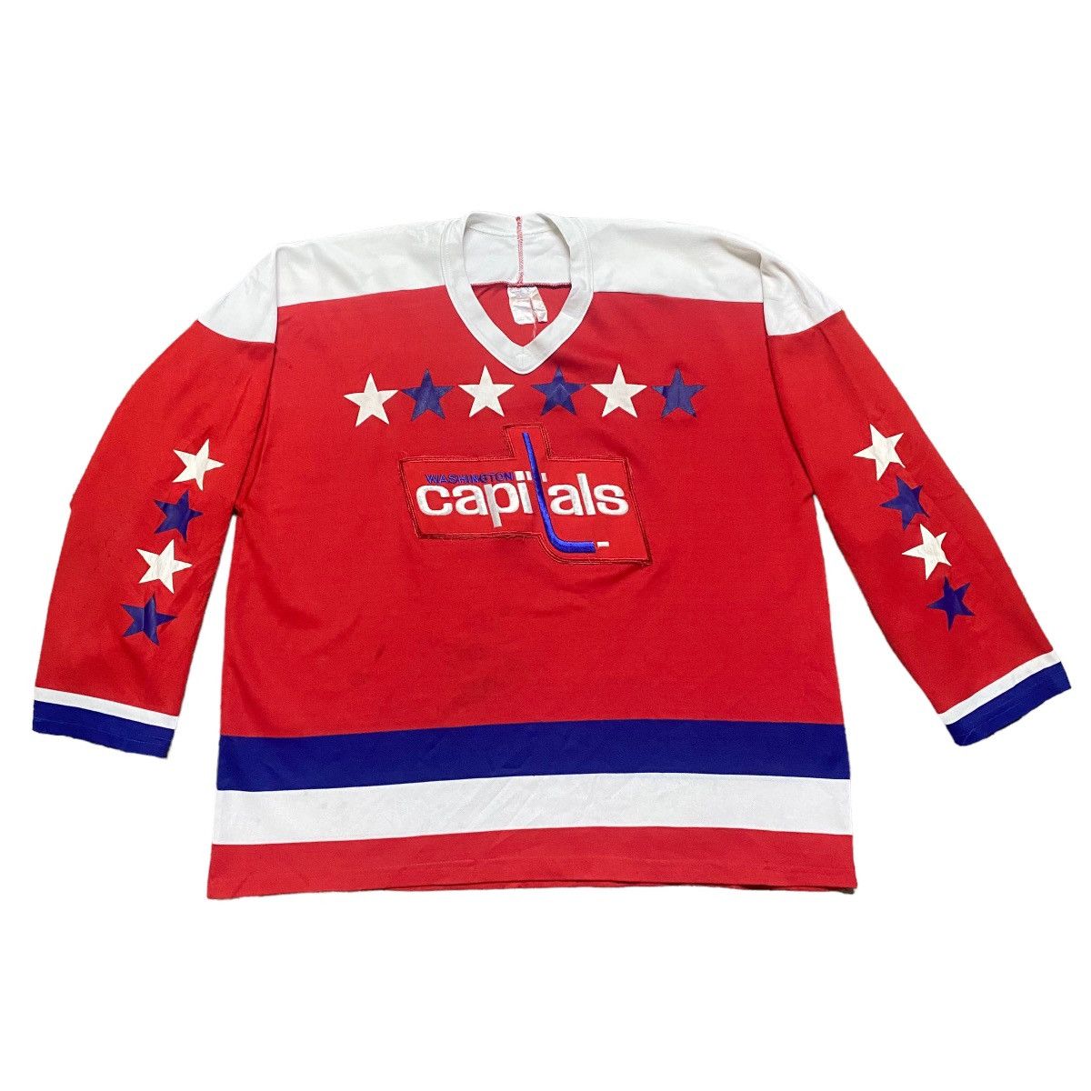 image of Ccm x Nhl Vintage 80's Washington Capitals Jersey in Red, Men's (Size Medium)