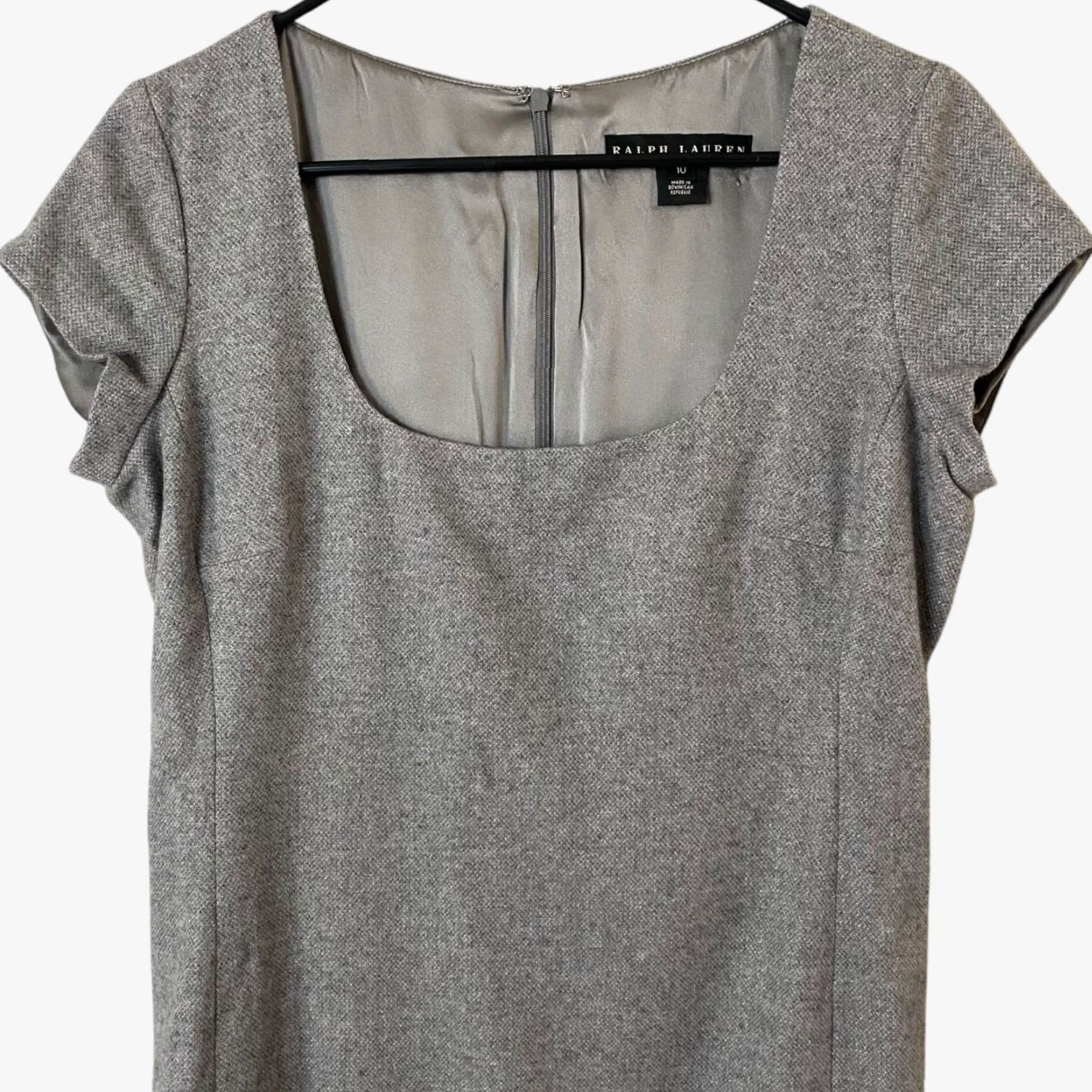 Ralph Lauren Ralph Lauren Dress Women's 10 Gray Cashmere Square-Neck Sheath Career Work Wear Size L / US 10 / IT 46 - 5 Thumbnail