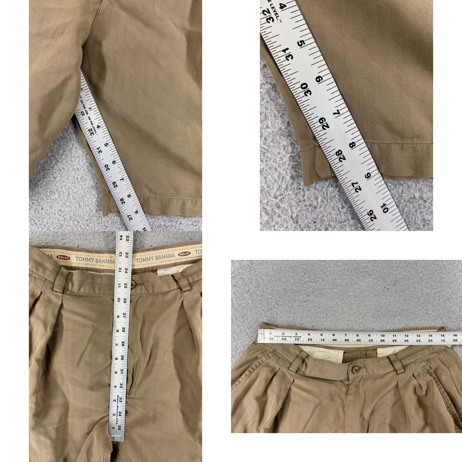 Tommy Bahama Tommy Bahama Bermuda Shorts Men 34 Beige Silk Herringbone Pleated 9 Inseam Zip Pocket Pockets Travel Aloha Beach Designer Mens Size US 34 / EU 50 - 8 Thumbnail