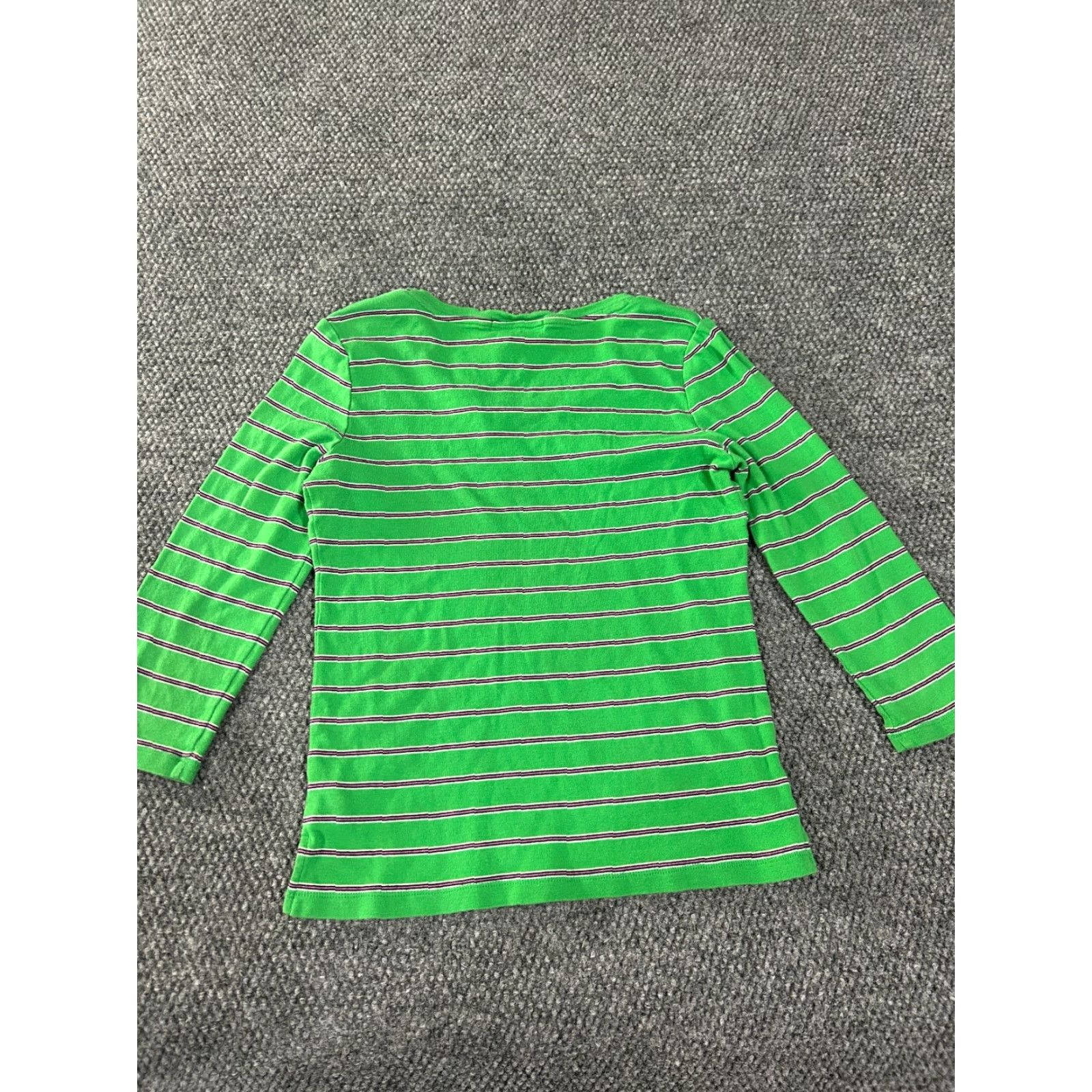 Ralph Lauren Lauren Ralph Lauren Blouse M Green Striped Cotton Pullover Button Sleeve Length Long Round Neck Casual Women’s Regular Fit Vintage: No Size M / US 6-8 / IT 42-44 - 7 Thumbnail