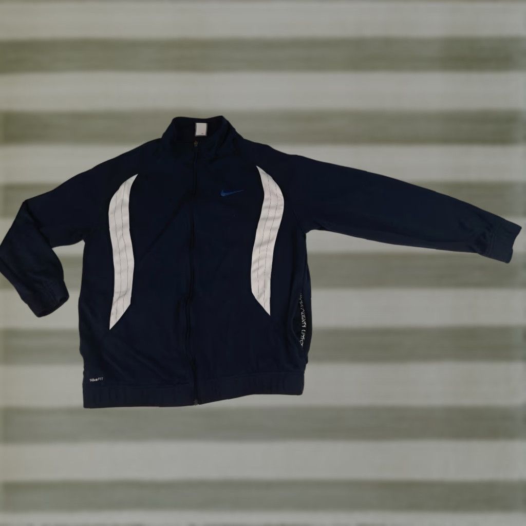 Nike VINTAGE Nike Dri-Fit Full Zip Pin Striped Track Jacket Large Blue 90s Mens Womens Unisex Adults Size US L / EU 52-54 / 3 - 1 Thumbnail