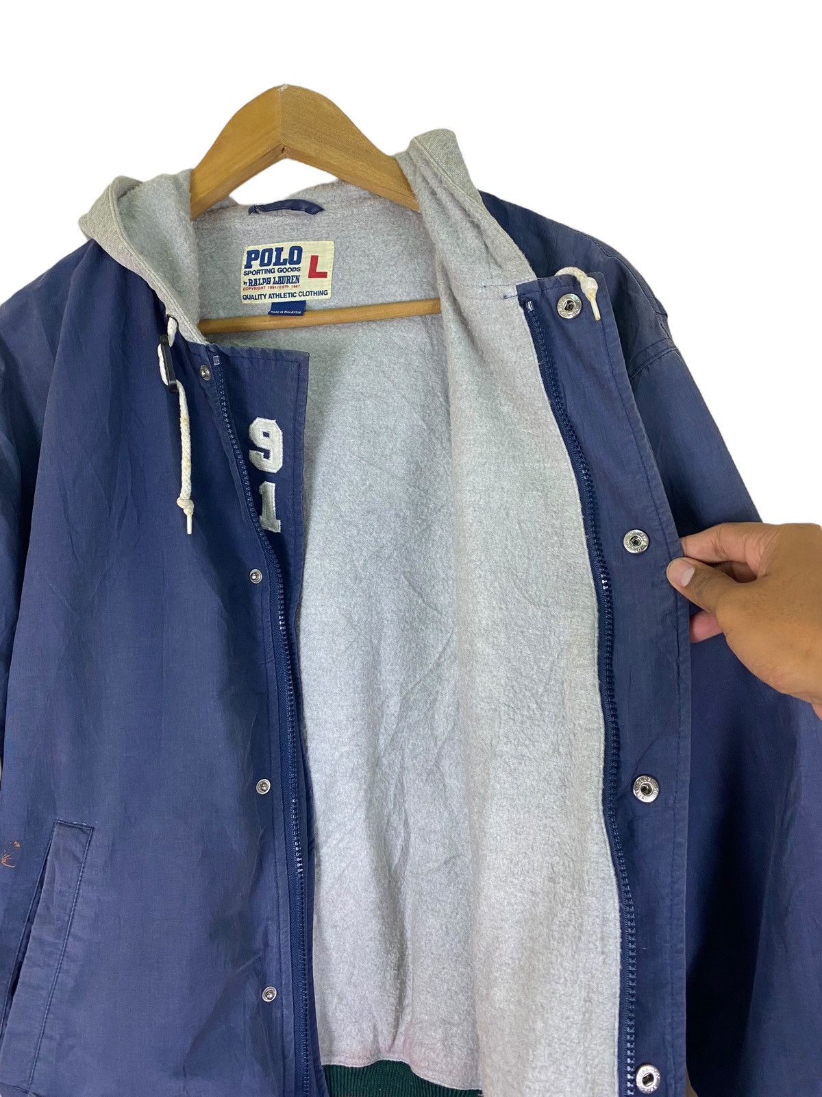 Polo Ralph Lauren × Vintage Vintage 1991 Polo Ralph Lauren Button Up Bomber Hoodie Size US L / EU 52-54 / 3 - 9 Thumbnail