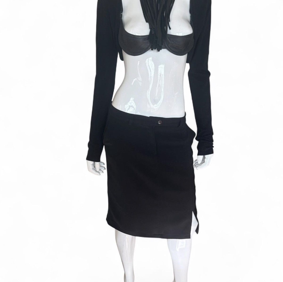Other Euro Vintage 90s Parisian🇫🇷 Low- Rise Black Midi Skirt Size 26" / US 2 / IT 38 - 2 Thumbnail