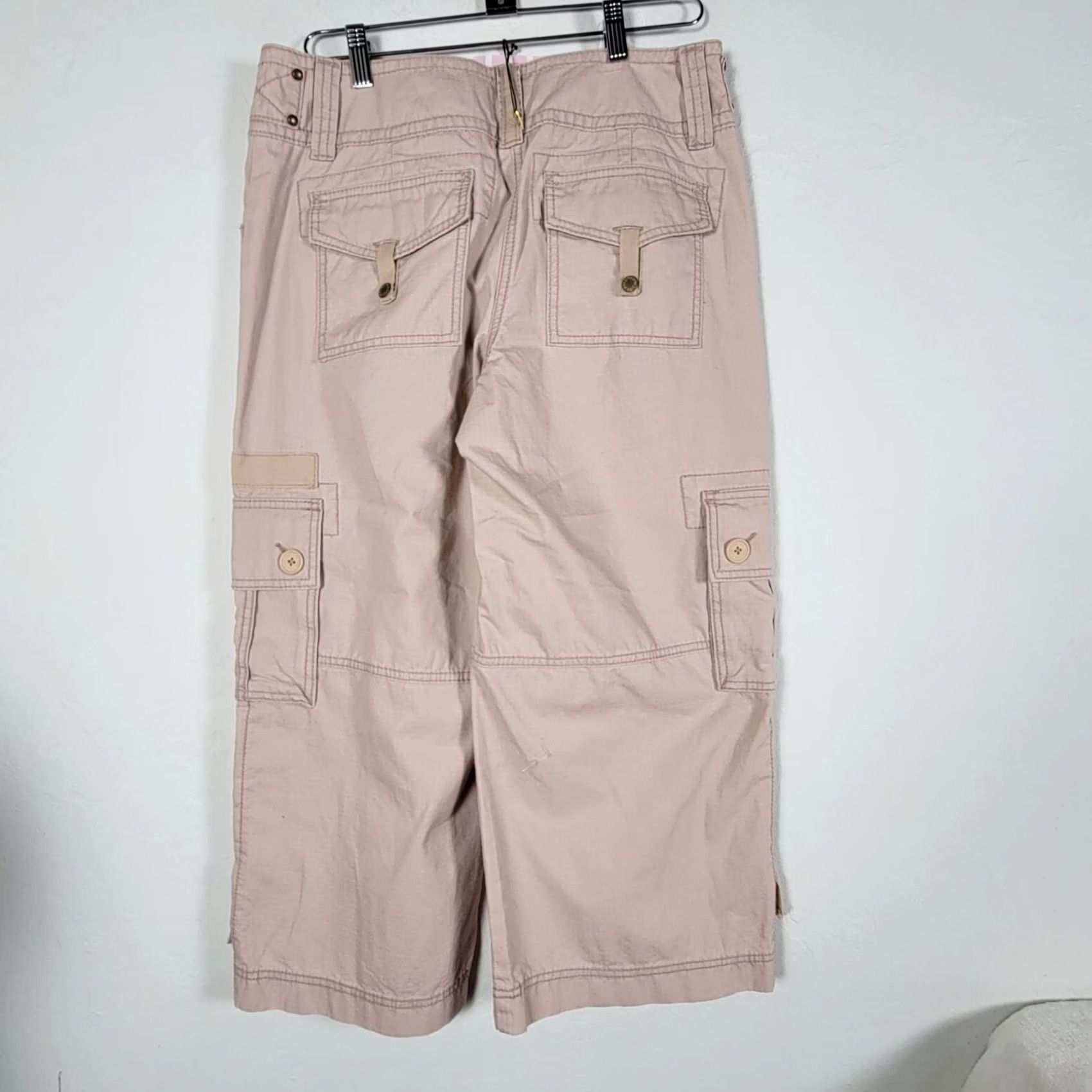 Vintage CAbi Womens Mid-Rise Cotton Cropped Cargo Pants 10 Beige Casual Size 32" / US 10 / IT 46 - 2 Thumbnail