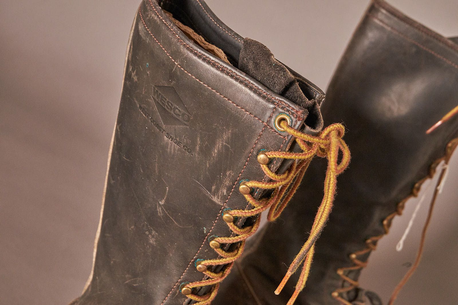 WESCO 90s Westco Vibram Sole Climber Logger Black Leather Boots Size US 10.5 / EU 43-44 - 8 Thumbnail