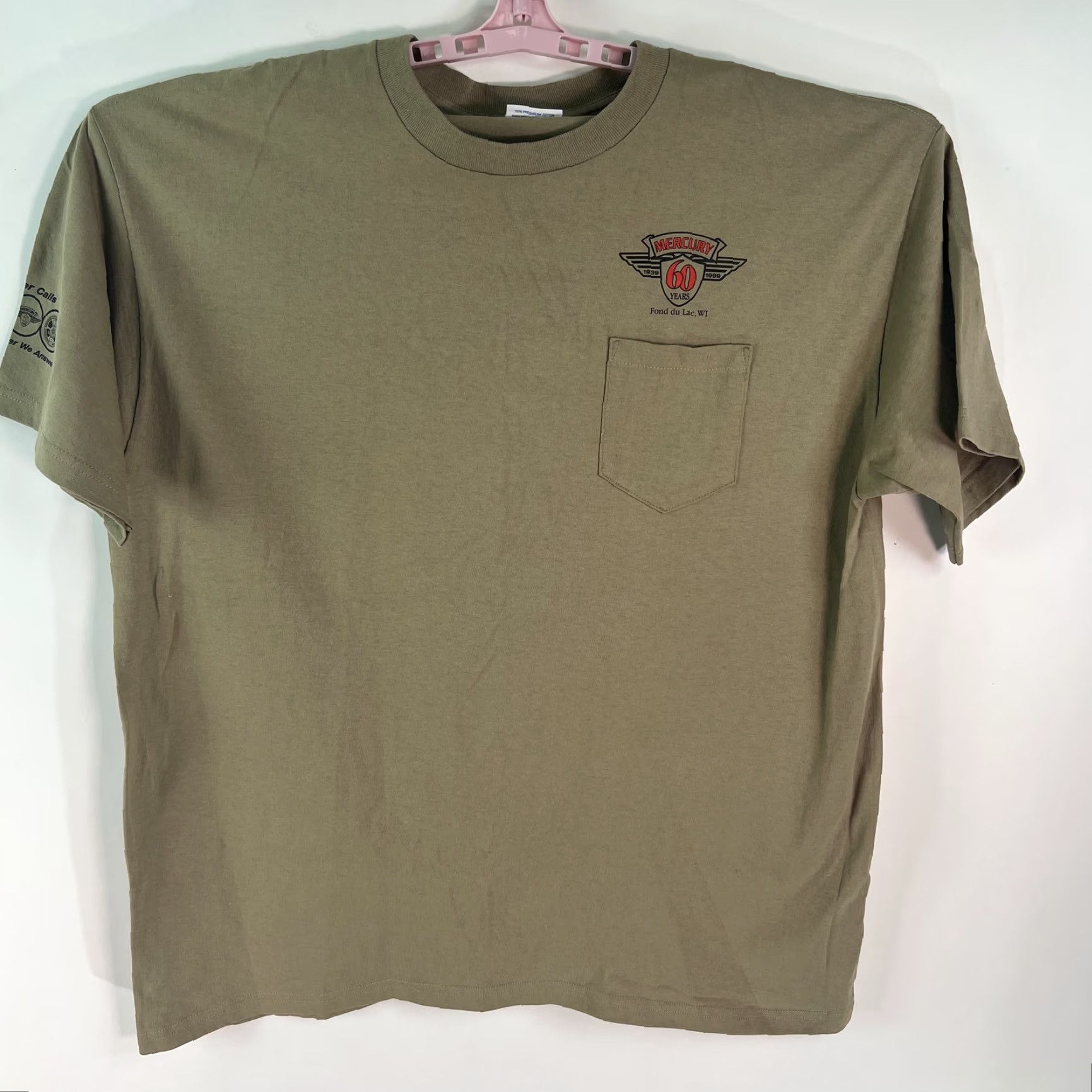 Vintage Softee Tee Jays Mens Khaki T Shirt Size 2XL Mercury 60 Years The Water Calls Size US XXL / EU 58 / 5 - 4 Thumbnail