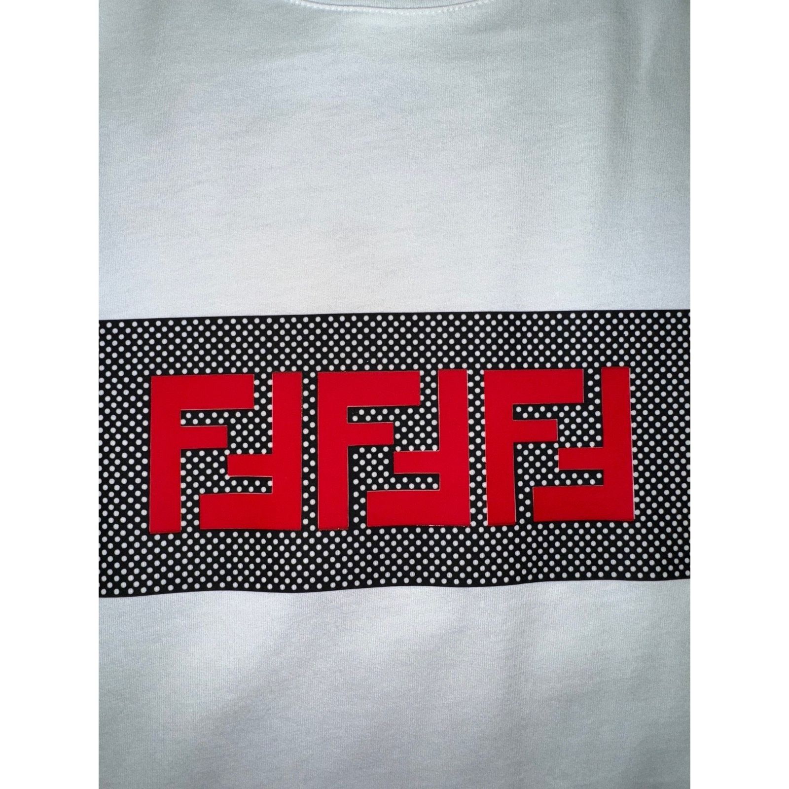 Fendi Fendi White Black Mesh Short Sleeve Cotton T-Shirt Medium M Size US M / EU 48-50 / 2 - 9 Thumbnail