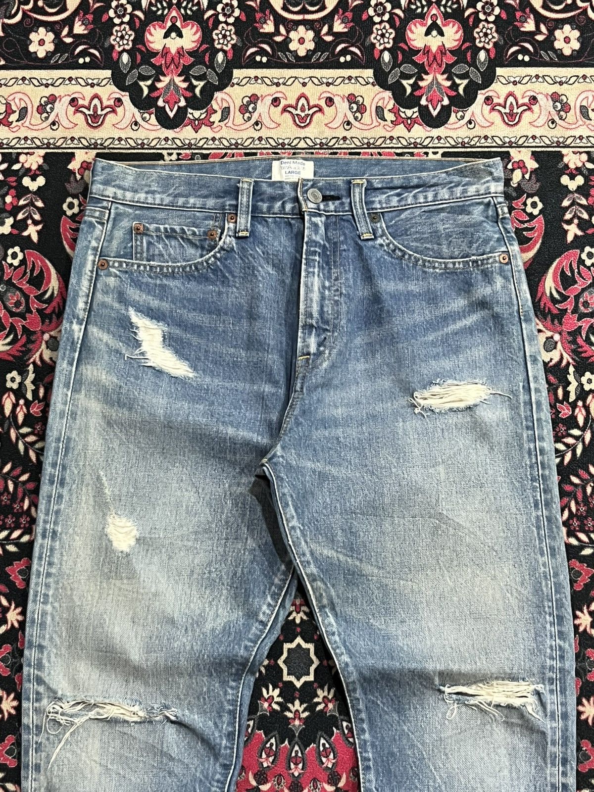 URBAN RESEARCH DOORS Japanese Brand Urban Research Blue Washed Selvedge Rip Jeans Size US 31 - 4 Thumbnail