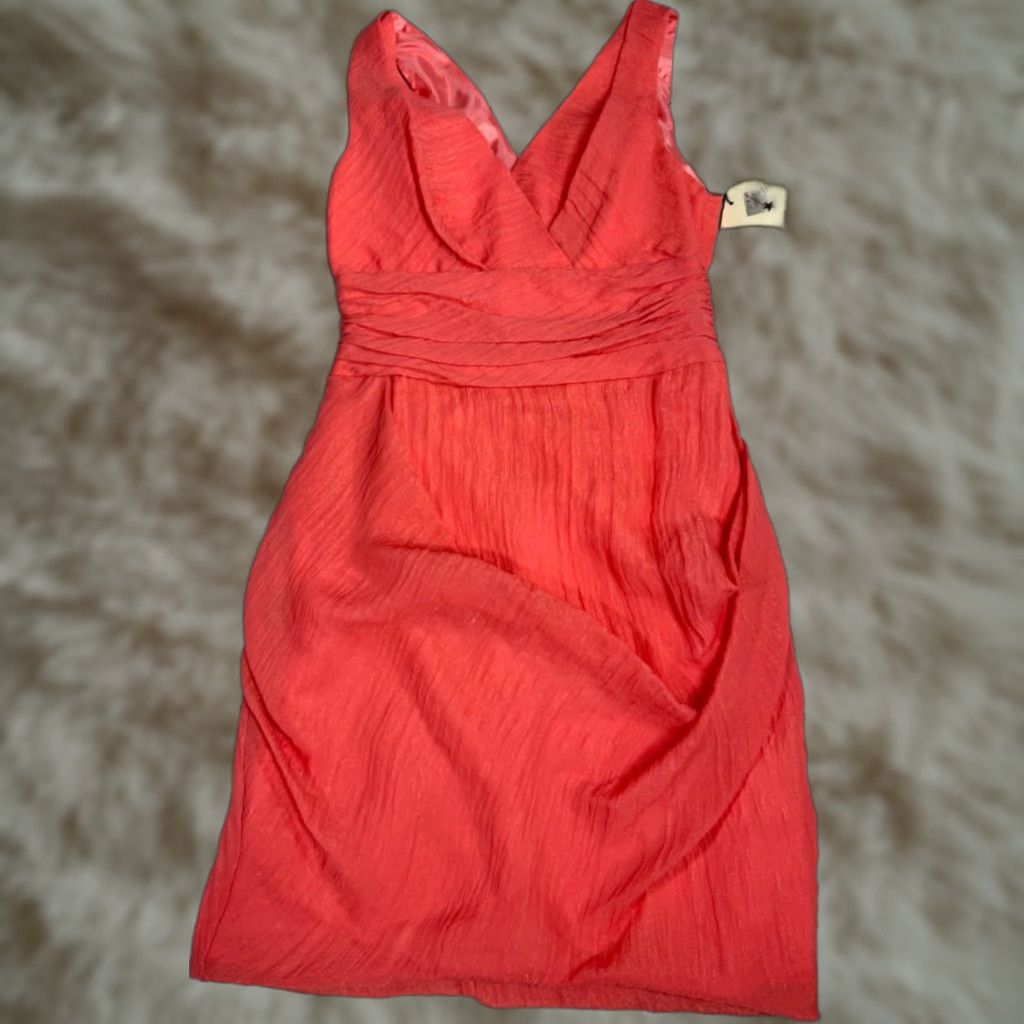 Pinko Yoana Baraschi Womens Dress A-Line Sleeveless V-Neck Knee Length Coral Pink 6 Lined Size M / US 6-8 / IT 42-44 - 1 Thumbnail