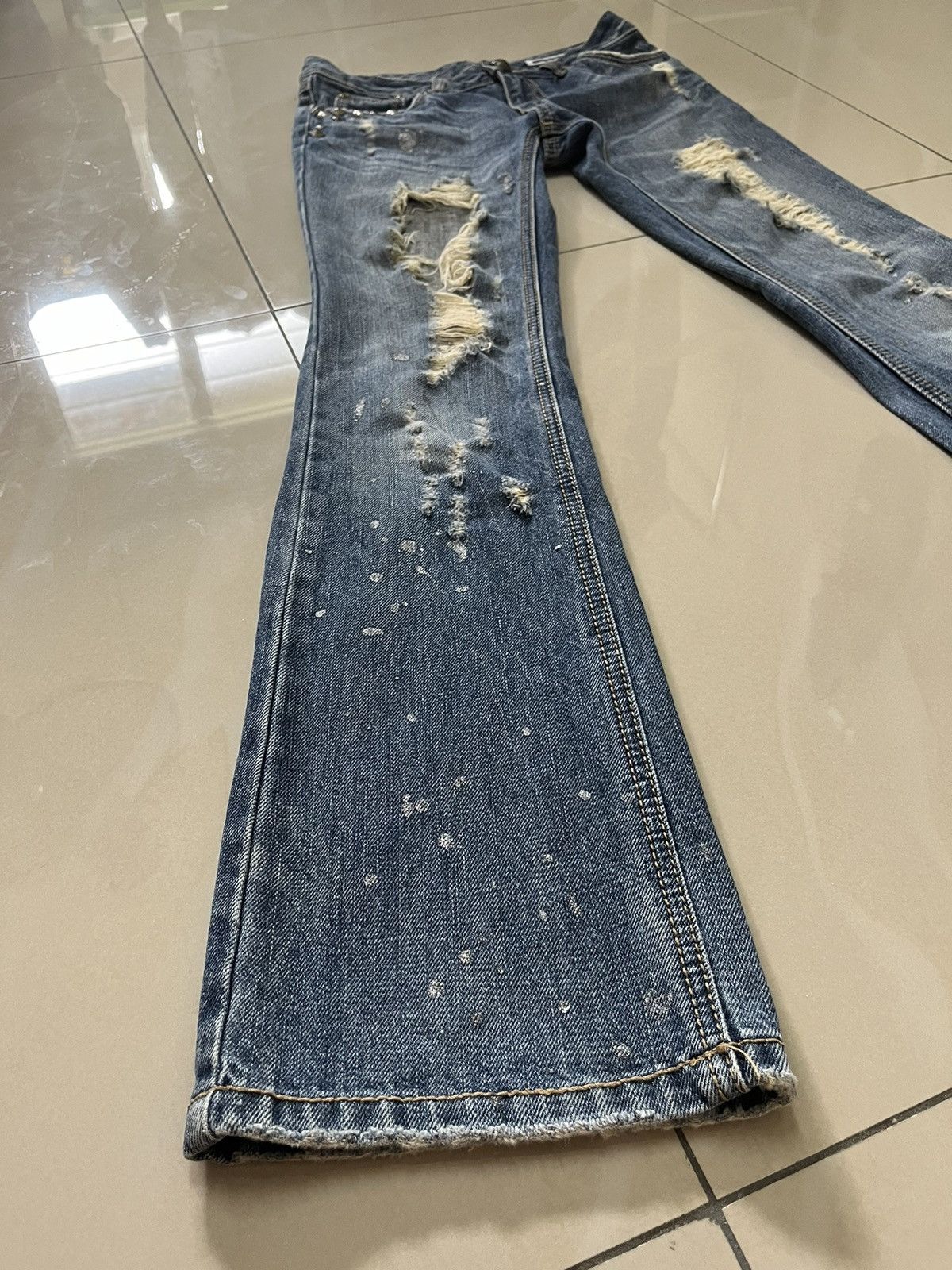 Hysteric Glamour Semantic Design distressed flared silver dust low rise F1 Size US 28 / EU 44 - 2 Thumbnail