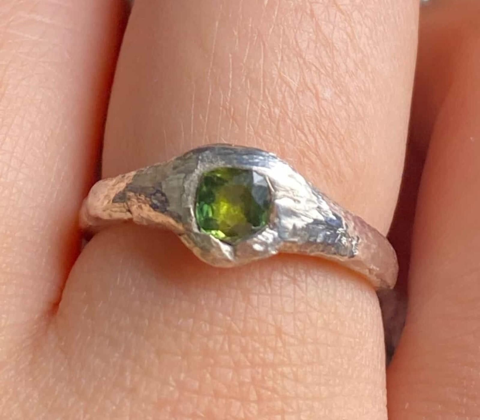 Ringspun Silver Ring with Green Sapphire Size ONE SIZE - 1 Thumbnail