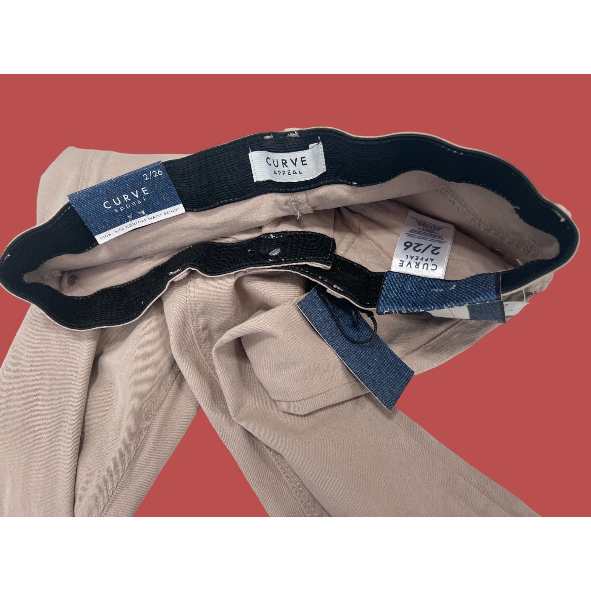 Other Curve Appeal - Women's Pants High Waist Comfort Skinny - Bei Size 26" / US 2 / IT 38 - 13 Thumbnail