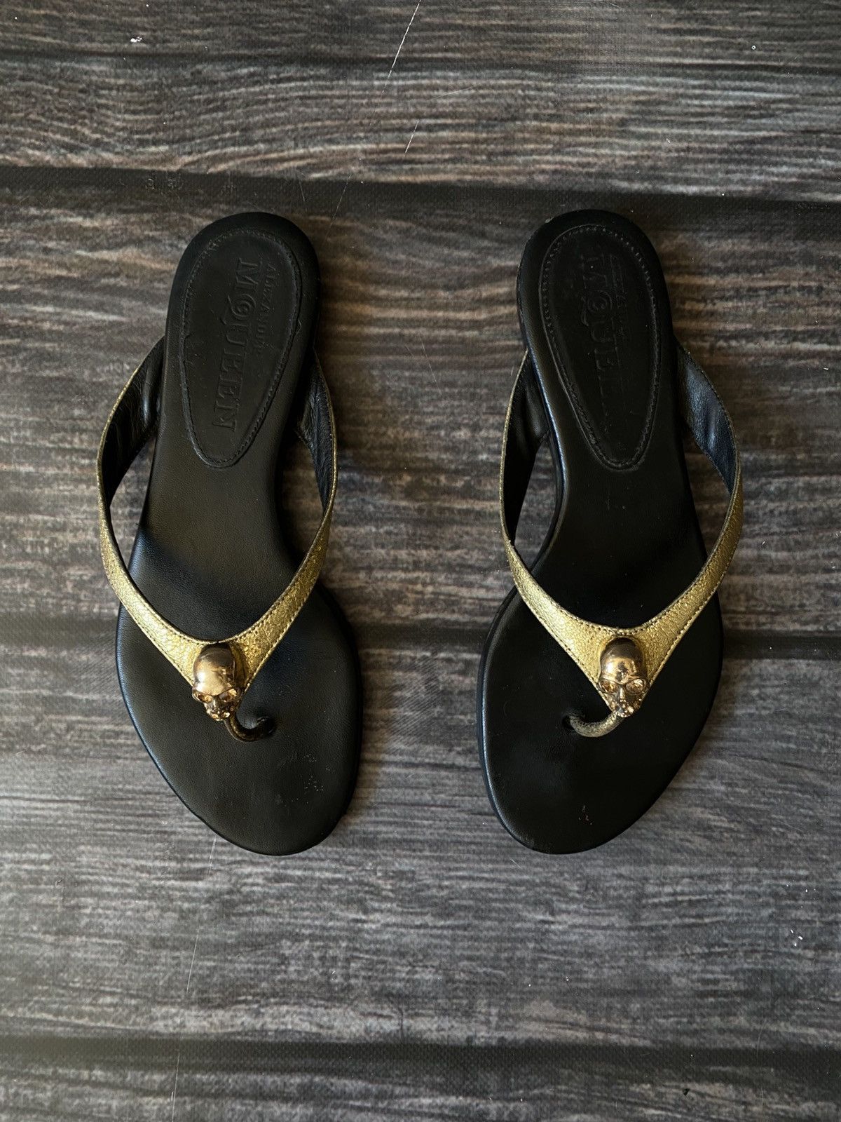 Alexander McQueen Golden Skull Leather Sandals Size US 9 / IT 39 - 2 Thumbnail