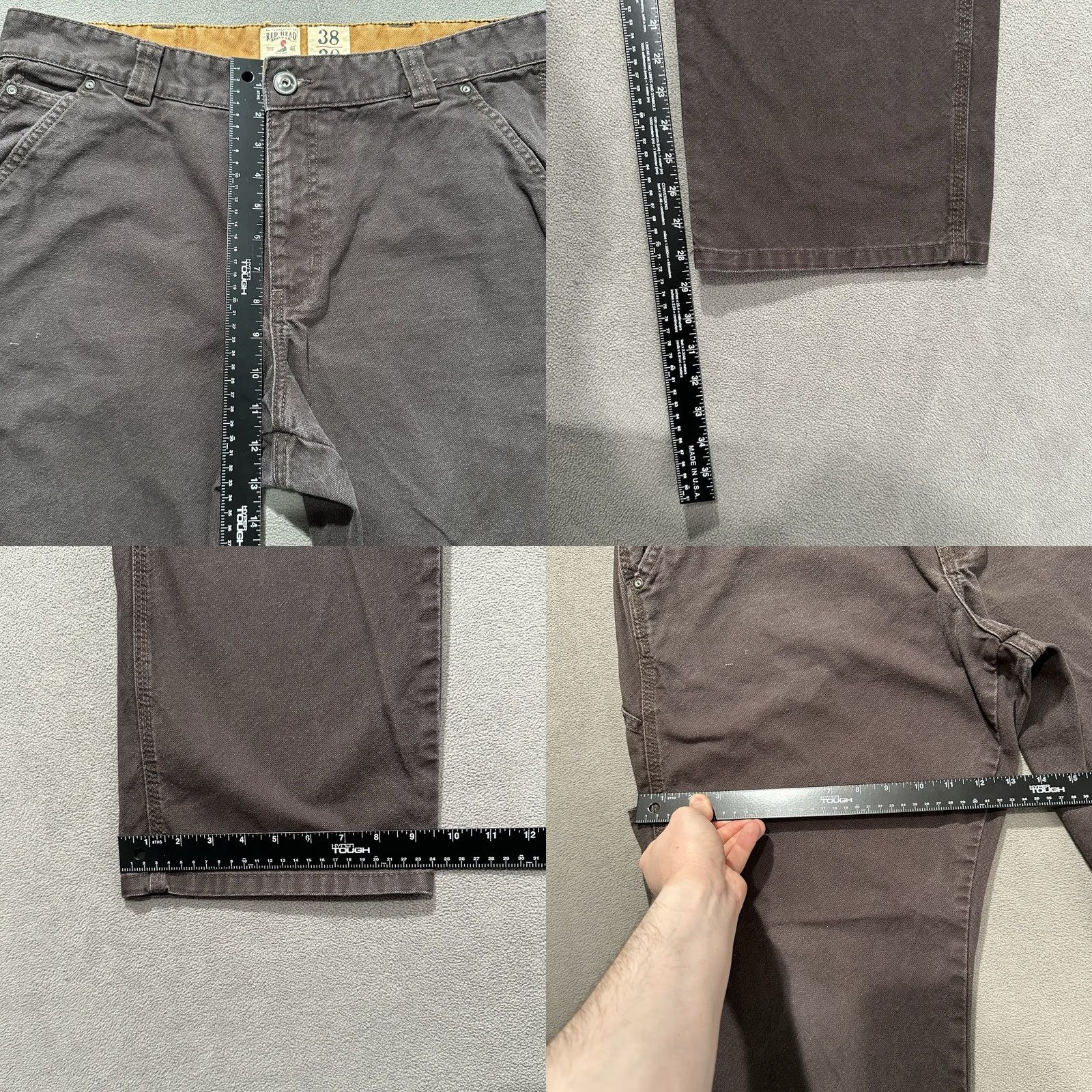 Vintage RedHead Pants Mens 38x30 Brown Canvas Carpenter Workwear Casual Zip Flat Front Regular Fit 612RHF19-7533P READ Size US 38 / EU 54 - 9 Thumbnail