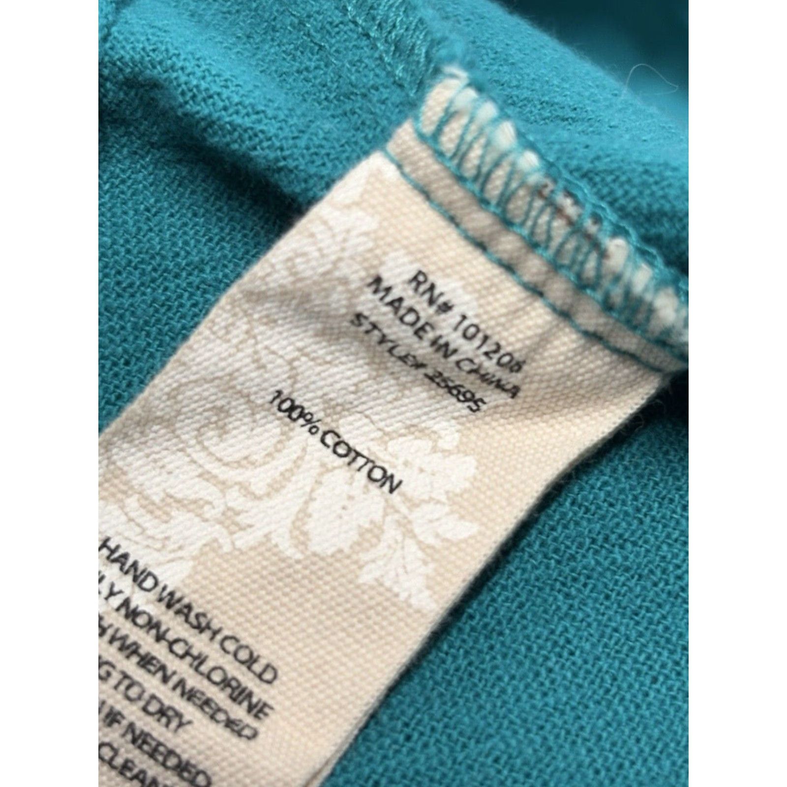 Soft Surroundings Soft Surroundings Women's Teal Tunic Top Large Cotton Gauze Lagenlook Casual Shirt Womens Size L / US 10 / IT 46 - 6 Thumbnail