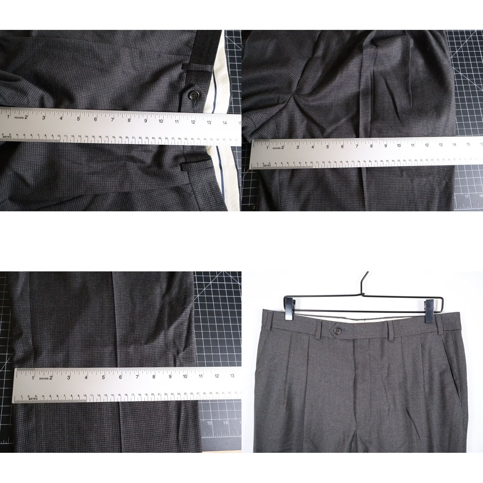 Ralph Lauren Lauren Ralph Lauren Wool Pleated Pants Men's 34 x 29 Gray Houndstooth Cuffed Size US 34 / EU 50 - 8 Thumbnail
