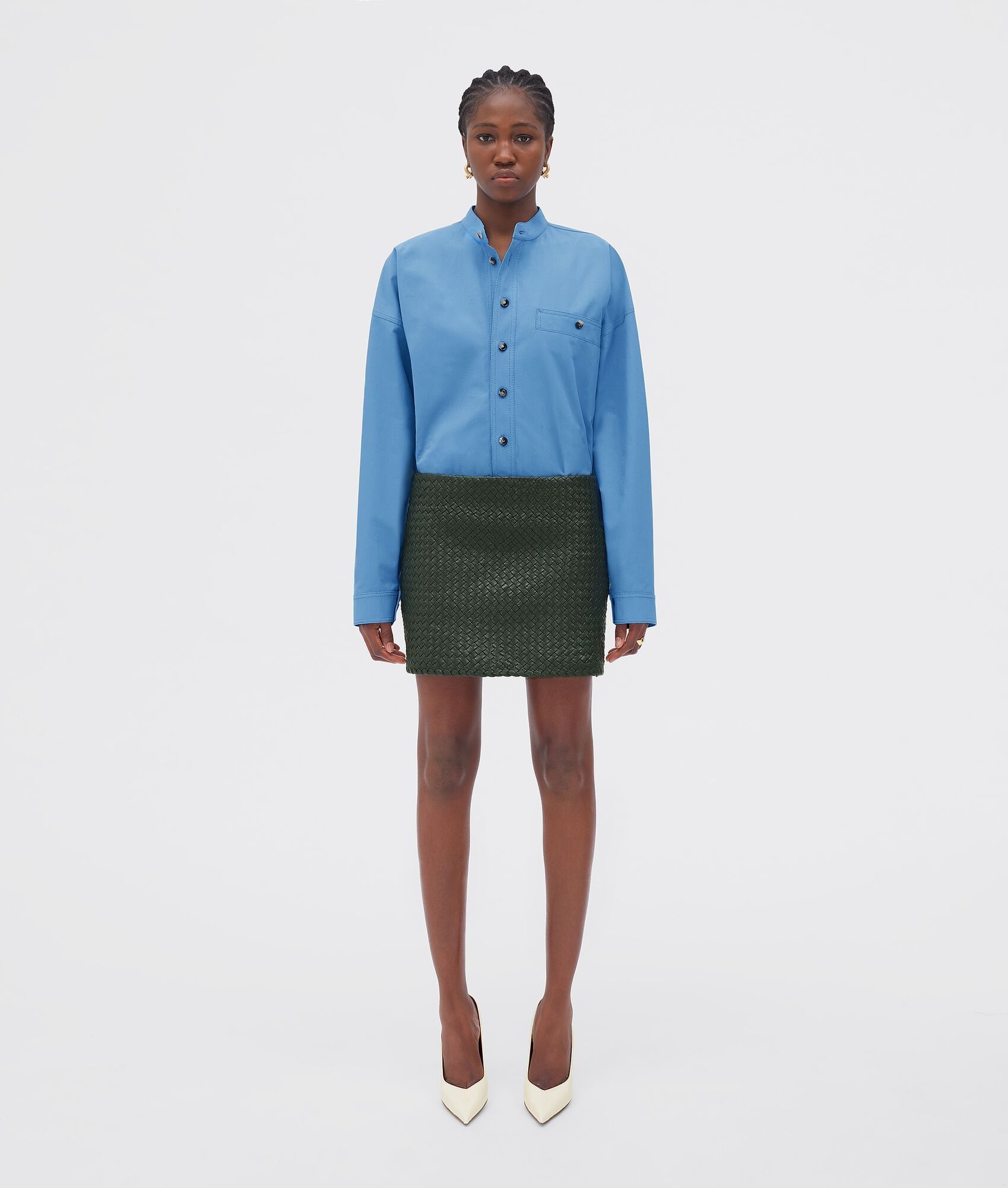 o1bcso1str0225 Compact Cotton Shirt in Blue