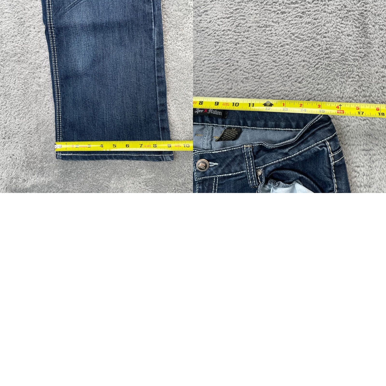 Vintage Love Nation Angel Wings Jeans Womens 12 Bootcut Embroidered Beaded 5-Pocket Denim Cotton Polyester Spandex Blue Size 34" / US 12 / IT 48 - 8 Thumbnail
