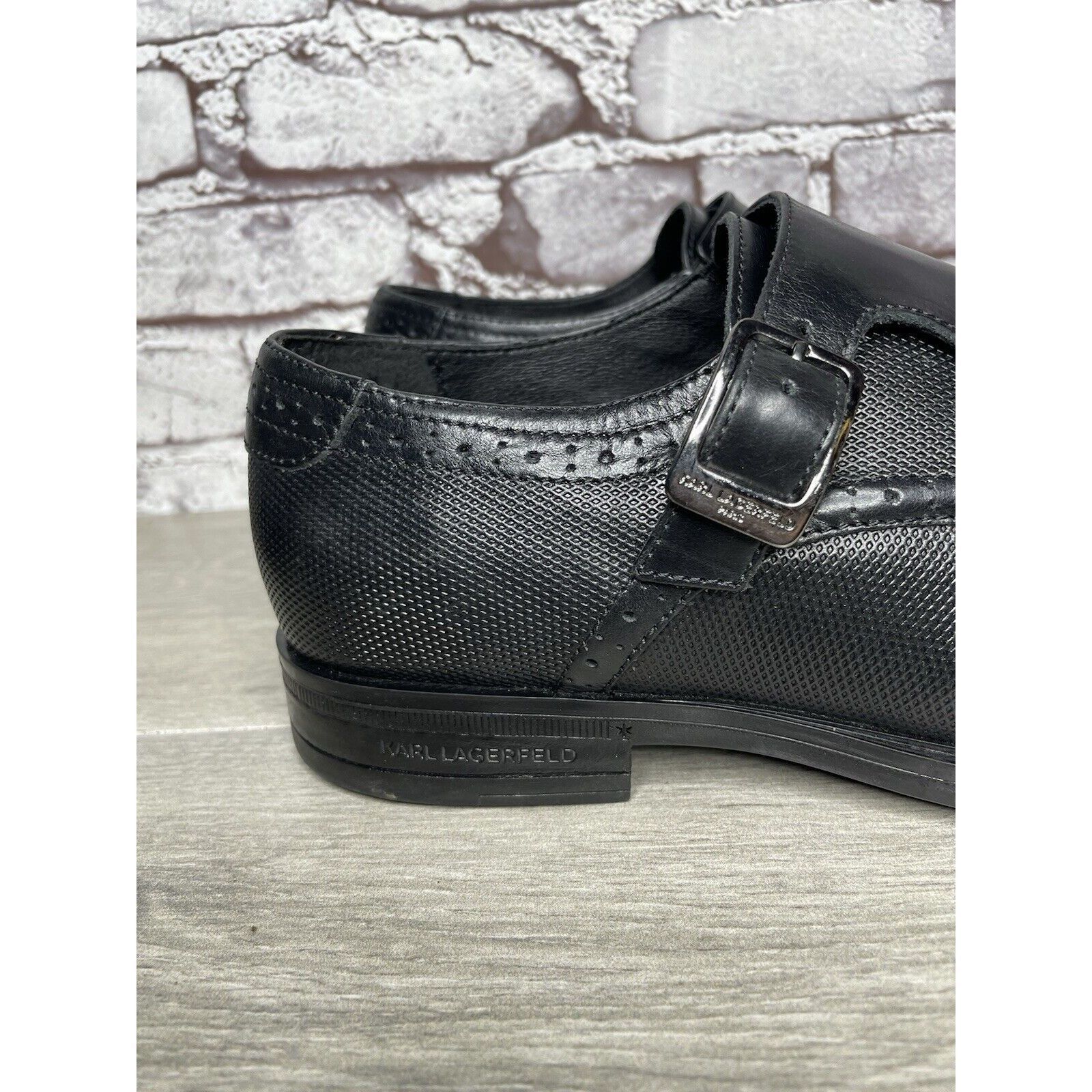 Karl Lagerfeld KARL LAGERFELD Black Leather Double Monk Strap Loafers Shoes Size US 11.5 / EU 44-45 - 5 Thumbnail