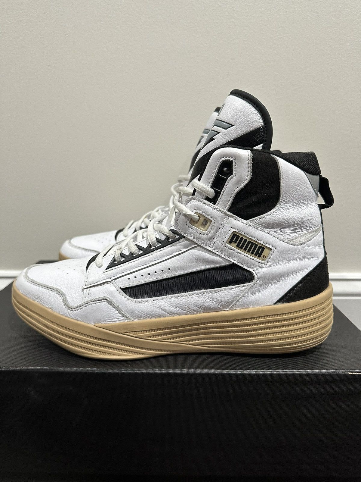 NBA Puma x Rhude x Kuzma Mid White/Black Clyde all-Pro Sneaker Size US 10 / EU 43 - 2 Thumbnail