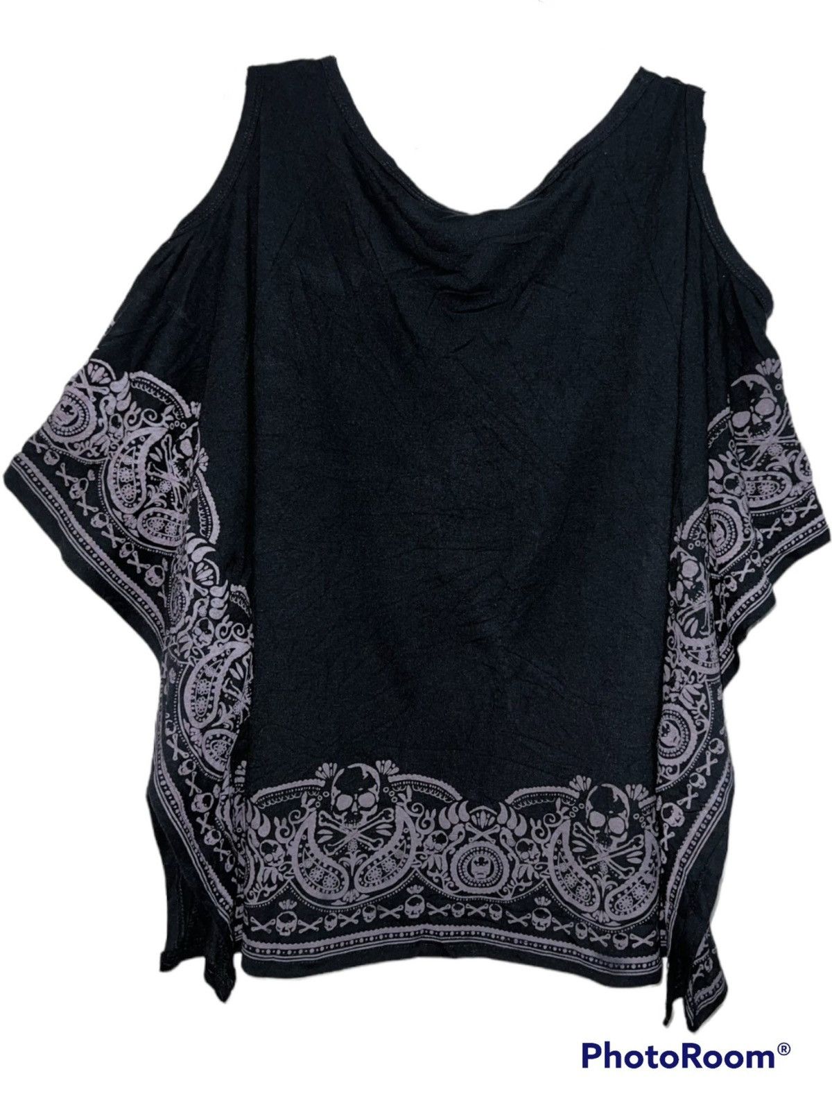 Japanese Brand Poncho rhinestone off shoulder top ☠️ Size ONE SIZE - 2 Thumbnail