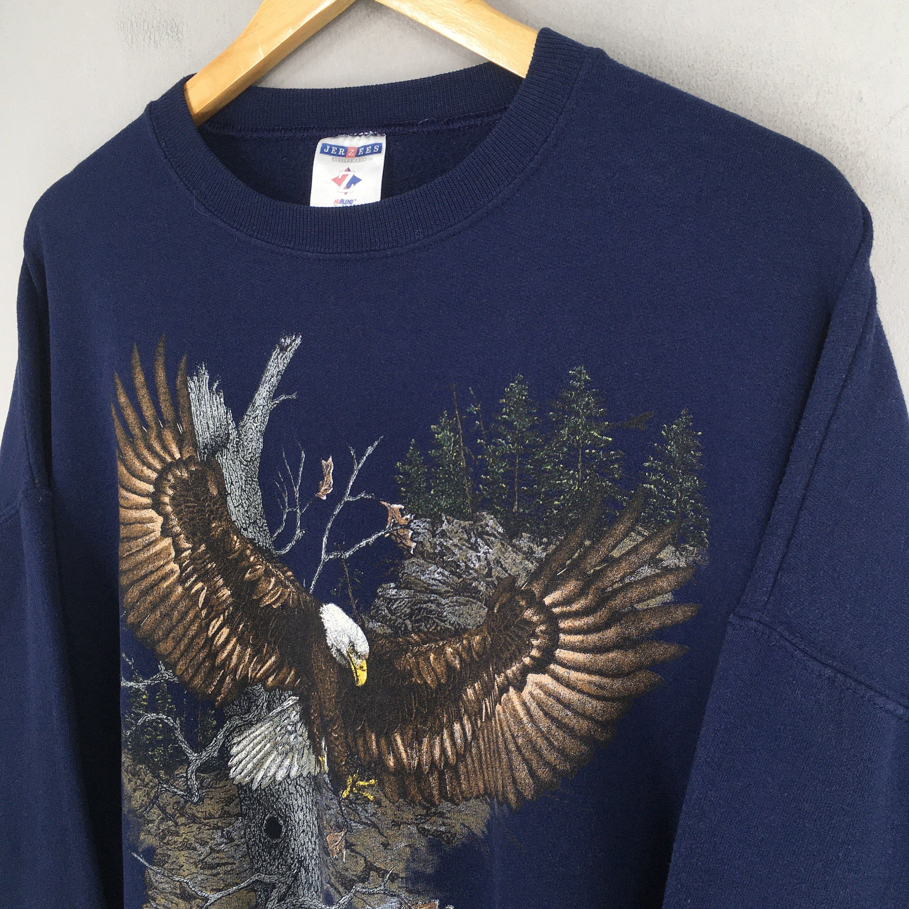 Habitat Vintage 90s Alaska Eagles Blue Sweatshirt XLarge Size US XL / EU 56 / 4 - 3 Thumbnail