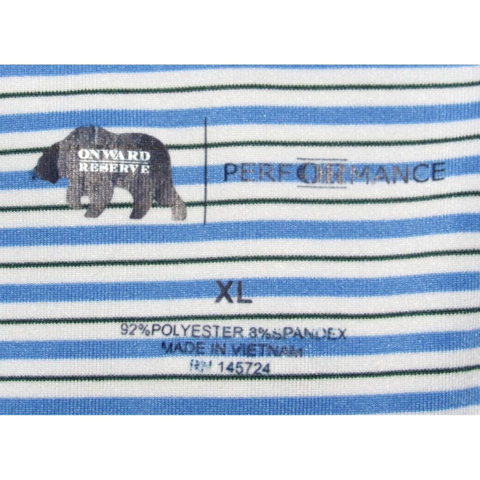 Vintage ONWARD RESERVE Performance Blue Striped Short Sleeve Polo Shirt XL Mens Polo Size US XL / EU 56 / 4 - 4 Thumbnail