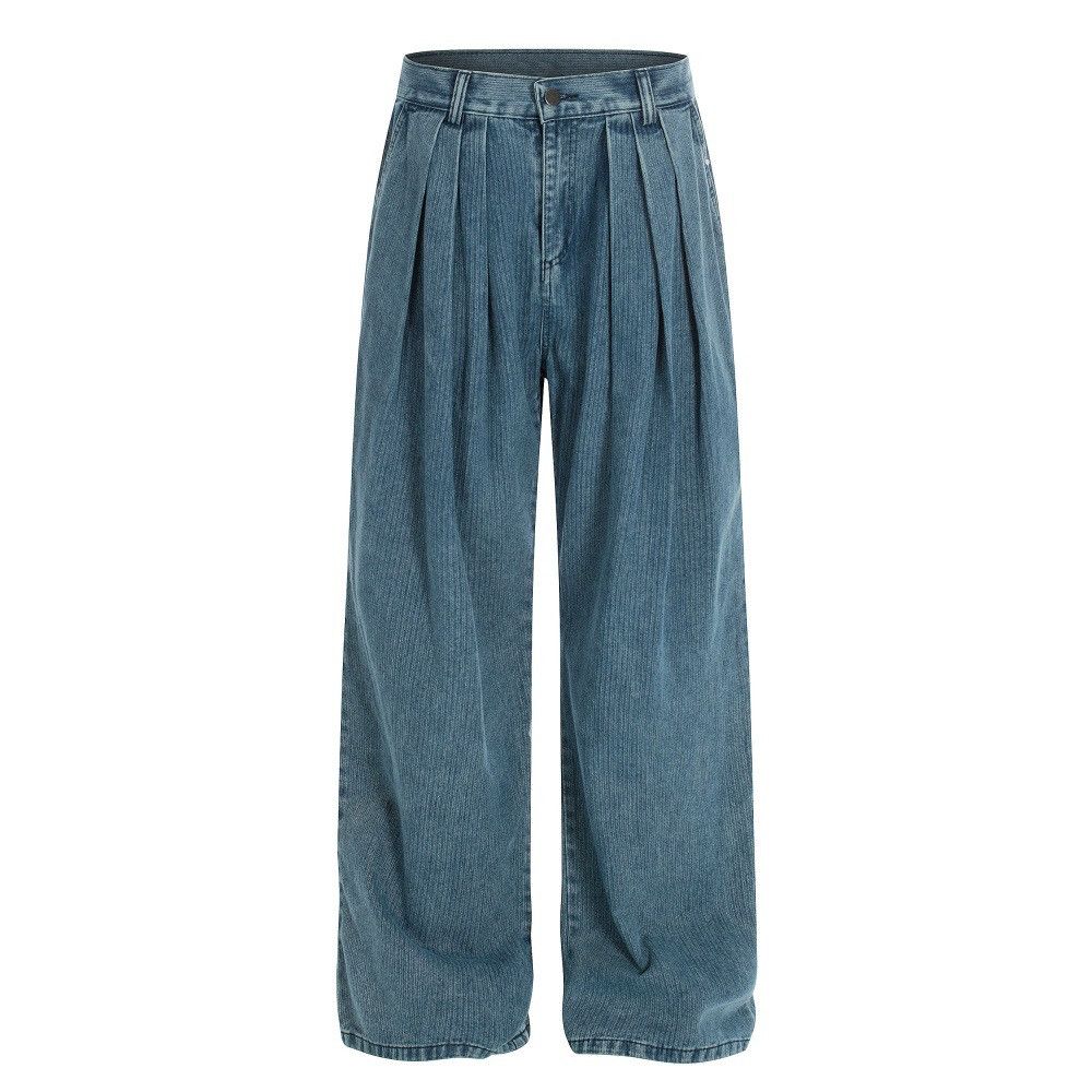 Jean Men's high street washed distressed punk wide-leg jeans Size US 32 / EU 48 - 1 Thumbnail