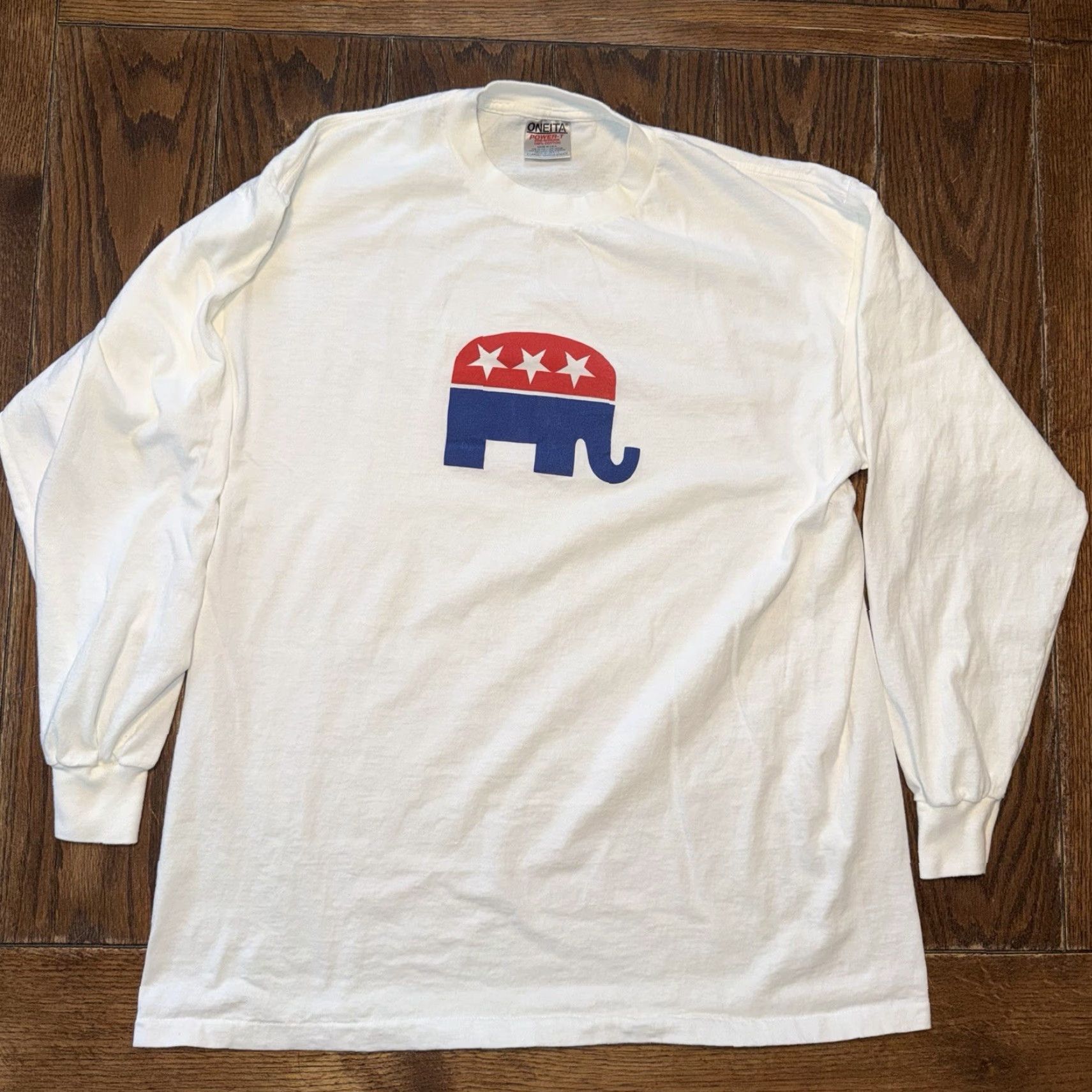 Logo 7 VINTAGE Republican Party Elephant Logo Long Sleeve T Shirt Single Stitch 90s Mens XL Size US S / EU 44-46 / 1 - 2 Thumbnail