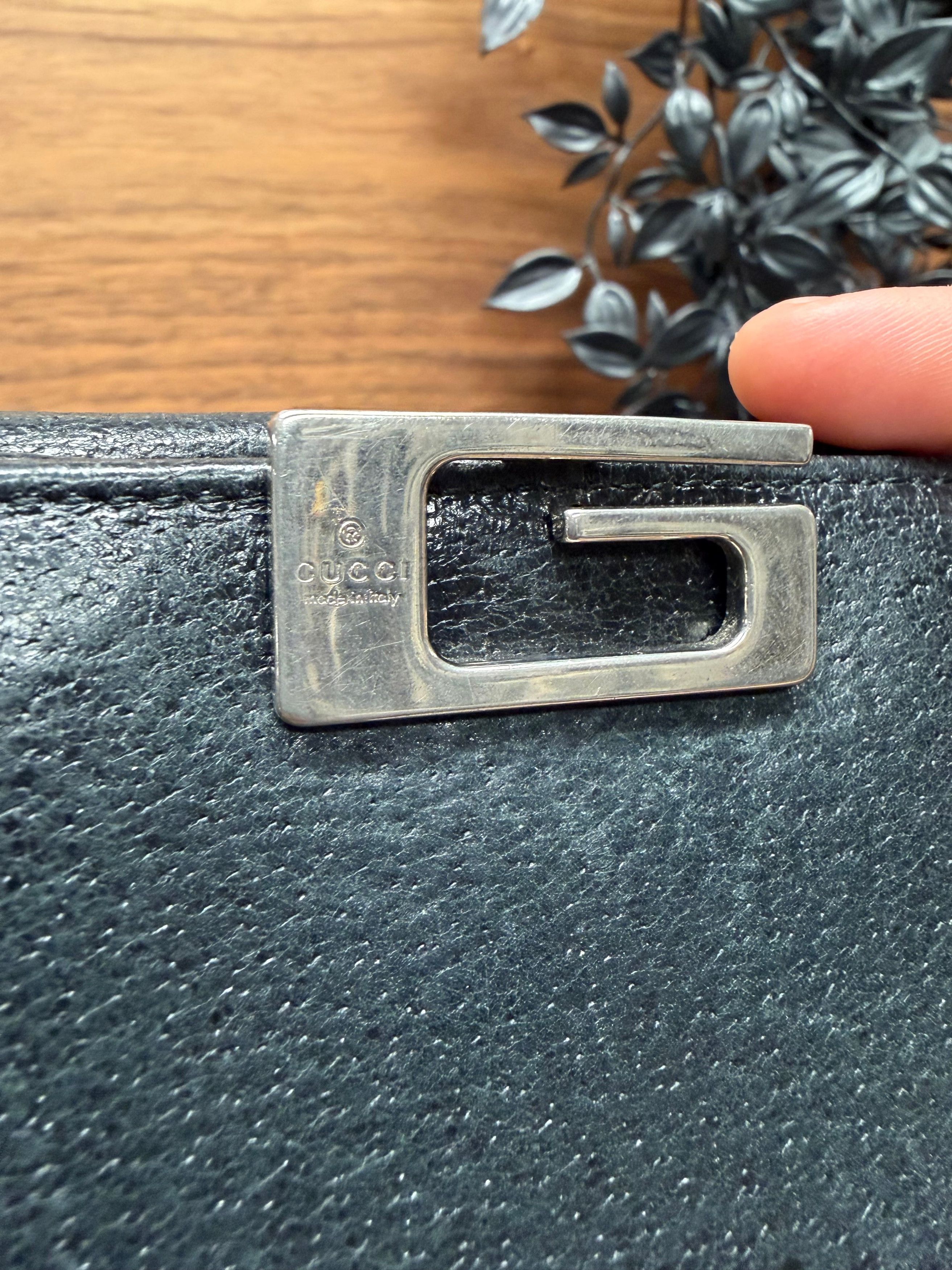 Gucci Gucci by Tom Ford ‘G-Clasp’ Pebbled Black Leather Bifold Wallet Size ONE SIZE - 2 Thumbnail