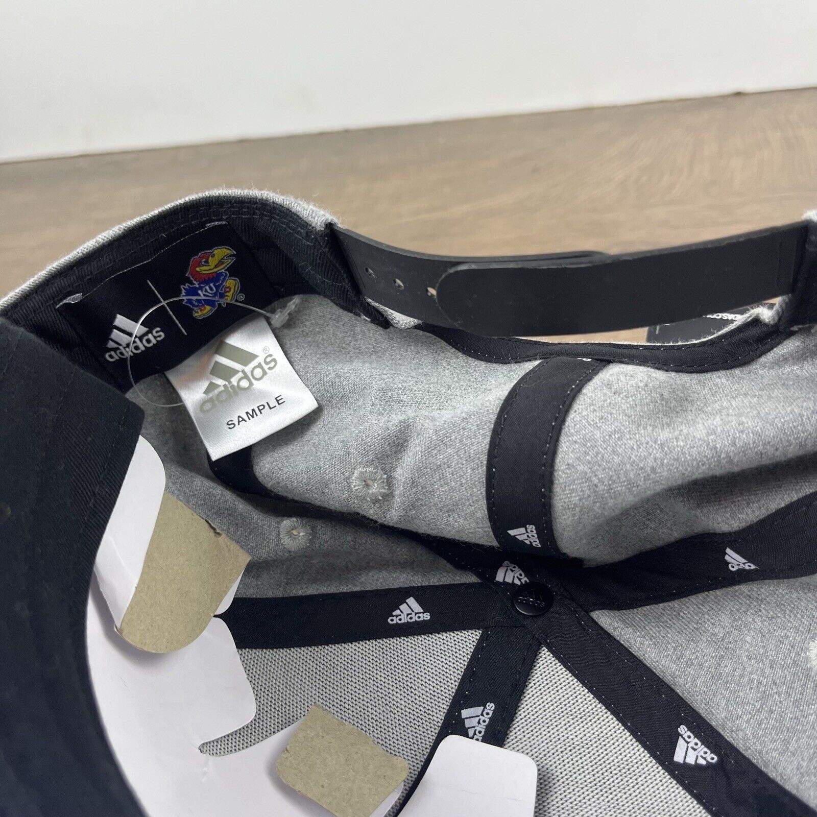 Adidas Kansas Jayhawks Hat Adidas Three Stripe Hat Gray Cap Adjusta Size ONE SIZE - 16 Thumbnail