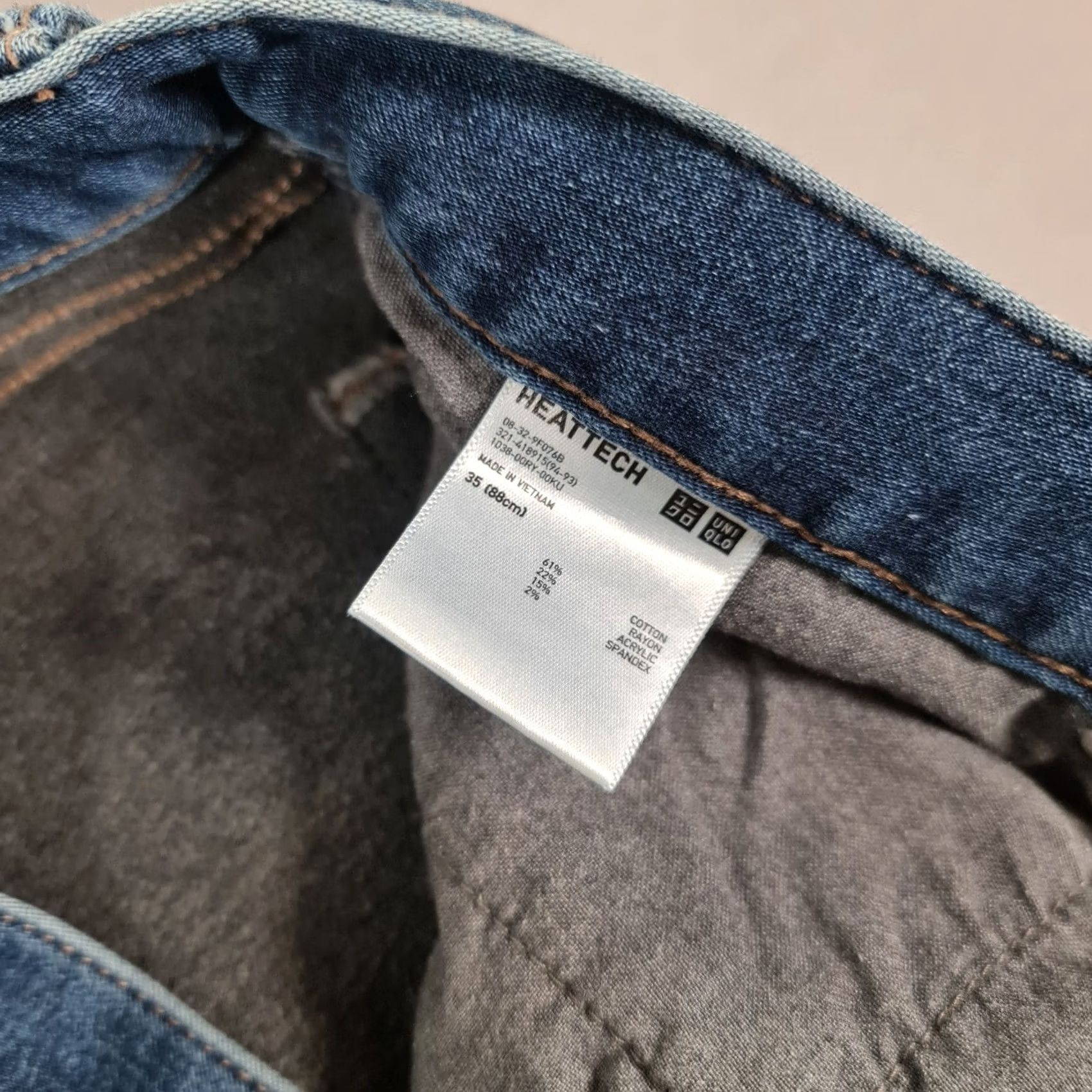 Uniqlo Uniqlo Jeans Blue W35 L34 Slim Tapered Stretch Denim Lined Mens Jeans Regular Fit 5 Pockets Zip Fly Pockets Stretch Denim Men Size US 35 - 4 Thumbnail