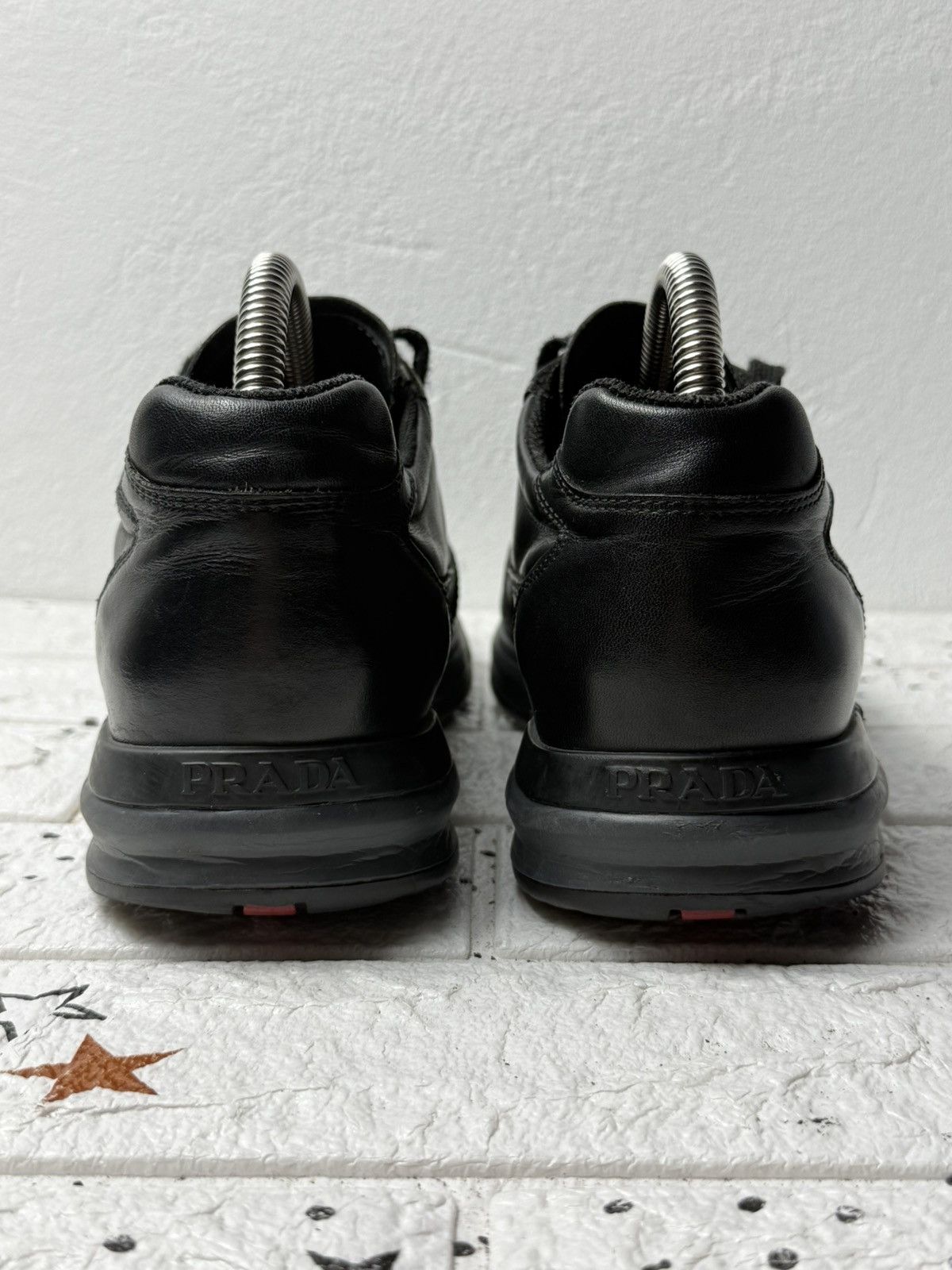 Prada Prada leather sneakers with side logo US7 UK5.5 EUR40 Black Size US 7 / EU 40 - 4 Thumbnail