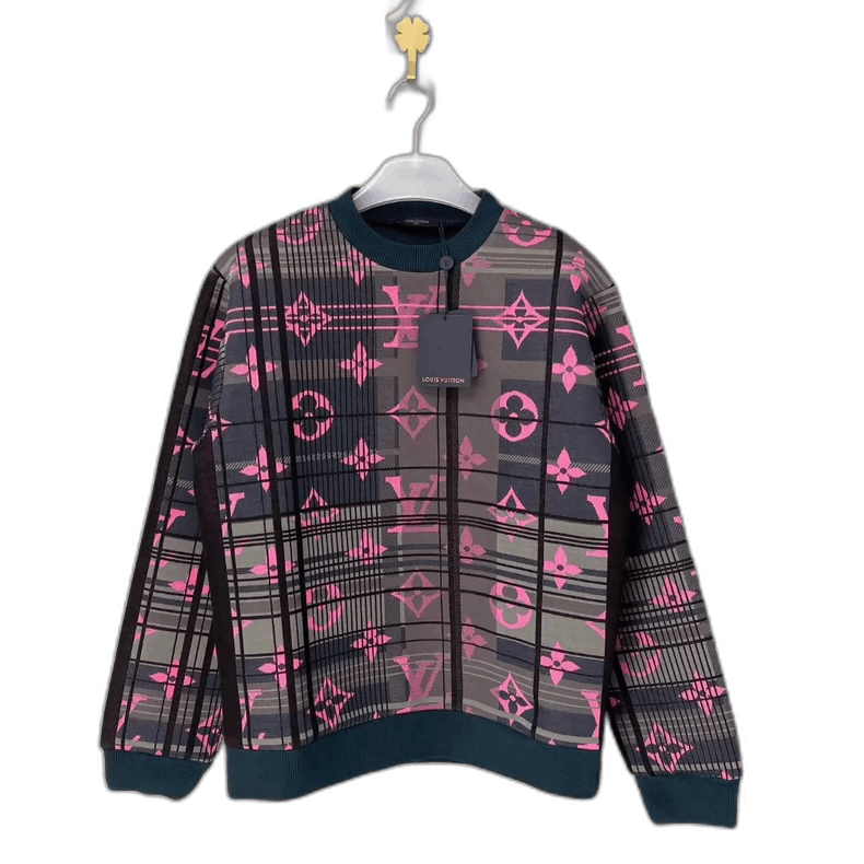 Louis Vuitton Louis Vuitton Gray Pink Sweatshirt with Logo-yf Size US M / EU 48-50 / 2 - 1 Thumbnail