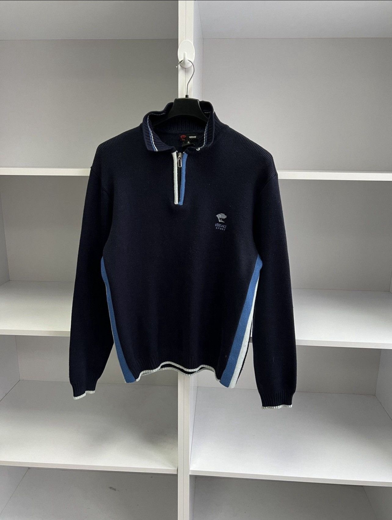 Versace Vintage Versace Sport 1/3 zip knit sweater Size US M / EU 48-50 / 2 - 1 Thumbnail