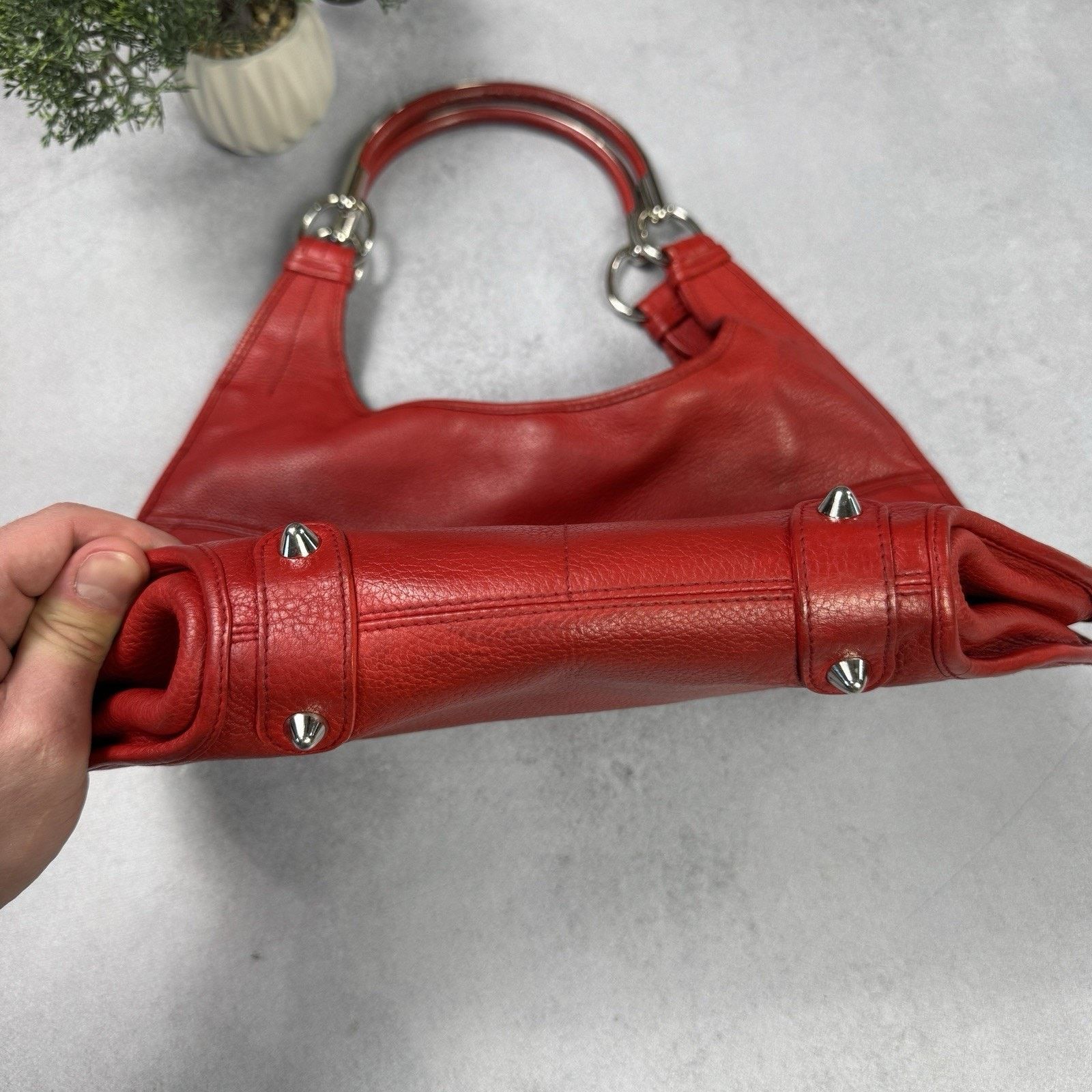 Christian Dior Red Leather Medium 61 Tote