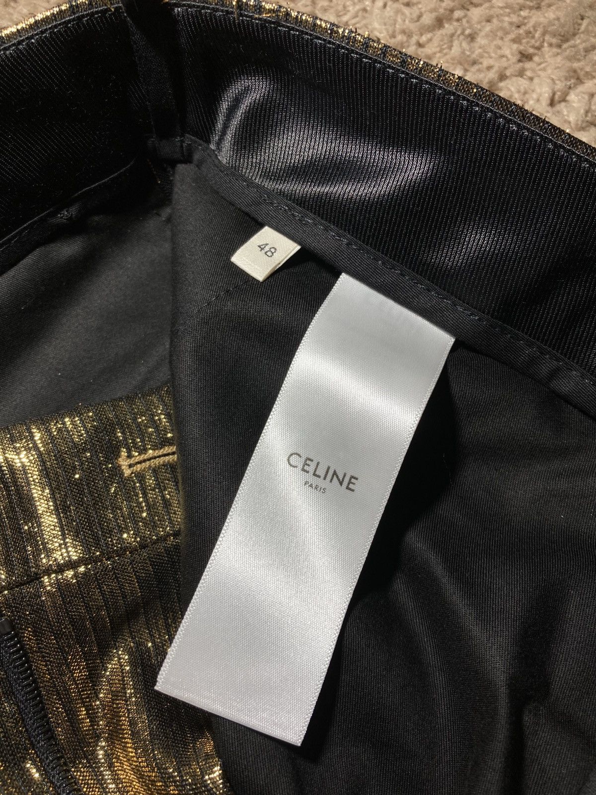Celine AW23 Celine Gold Striped Flare Suit Pants Metallic 2023 Hedi Size US 32 / EU 48 - 7 Thumbnail
