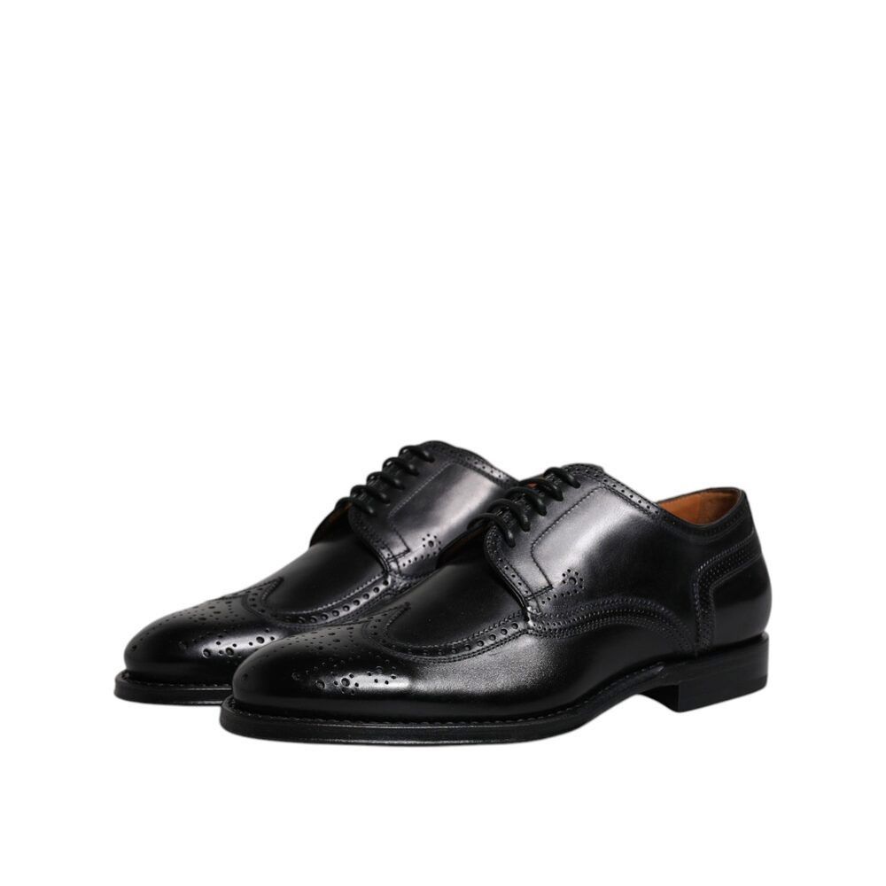 Dolce & Gabbana Dolce & Gabbana Black Leather Derby Wingtip Formal Shoes Size US 6.5 / EU 39-40 - 4 Thumbnail