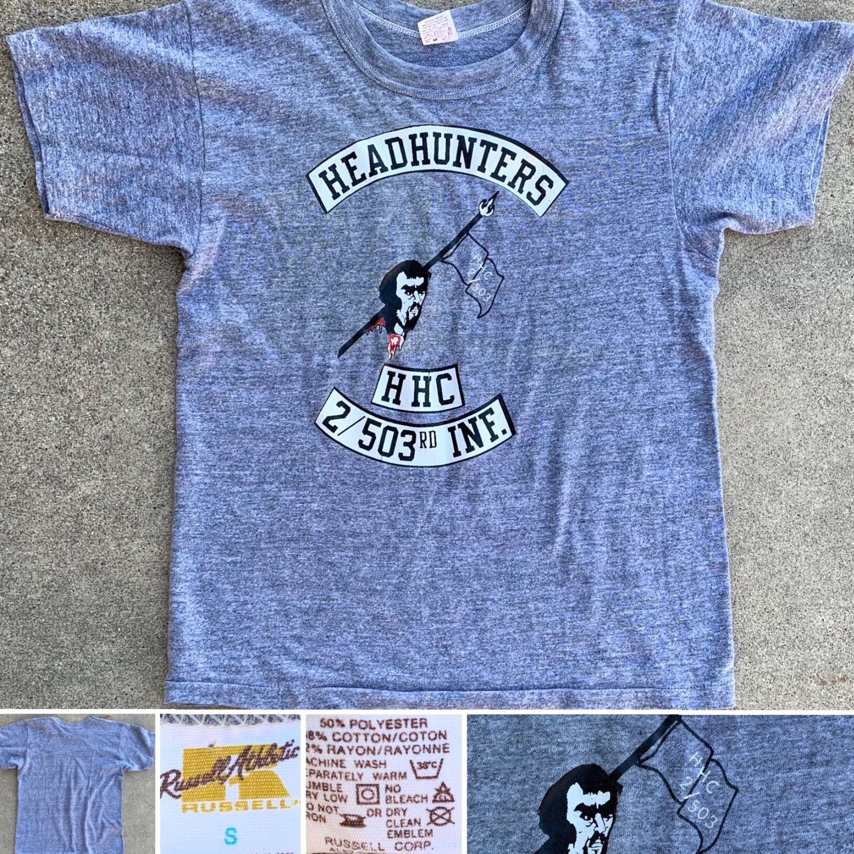Russell Athletic VINTAGE Headhunters HHC 2/503rd Inf t shirt single stitch 70s 1970s size Small Size US S / EU 44-46 / 1 - 5 Thumbnail