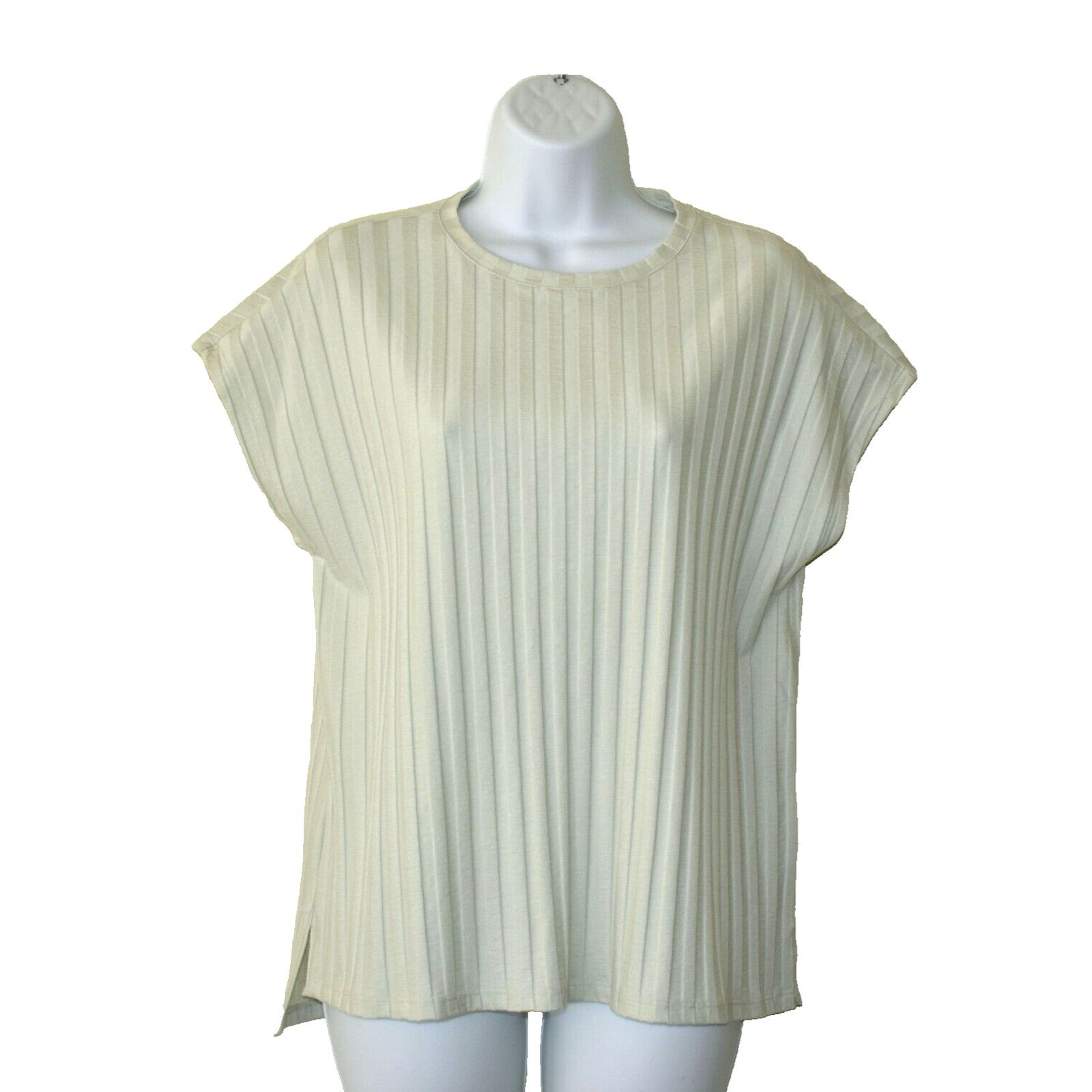 NEW EILEEN FISHER Light Mint Knit Stripe Pattern Top Size S