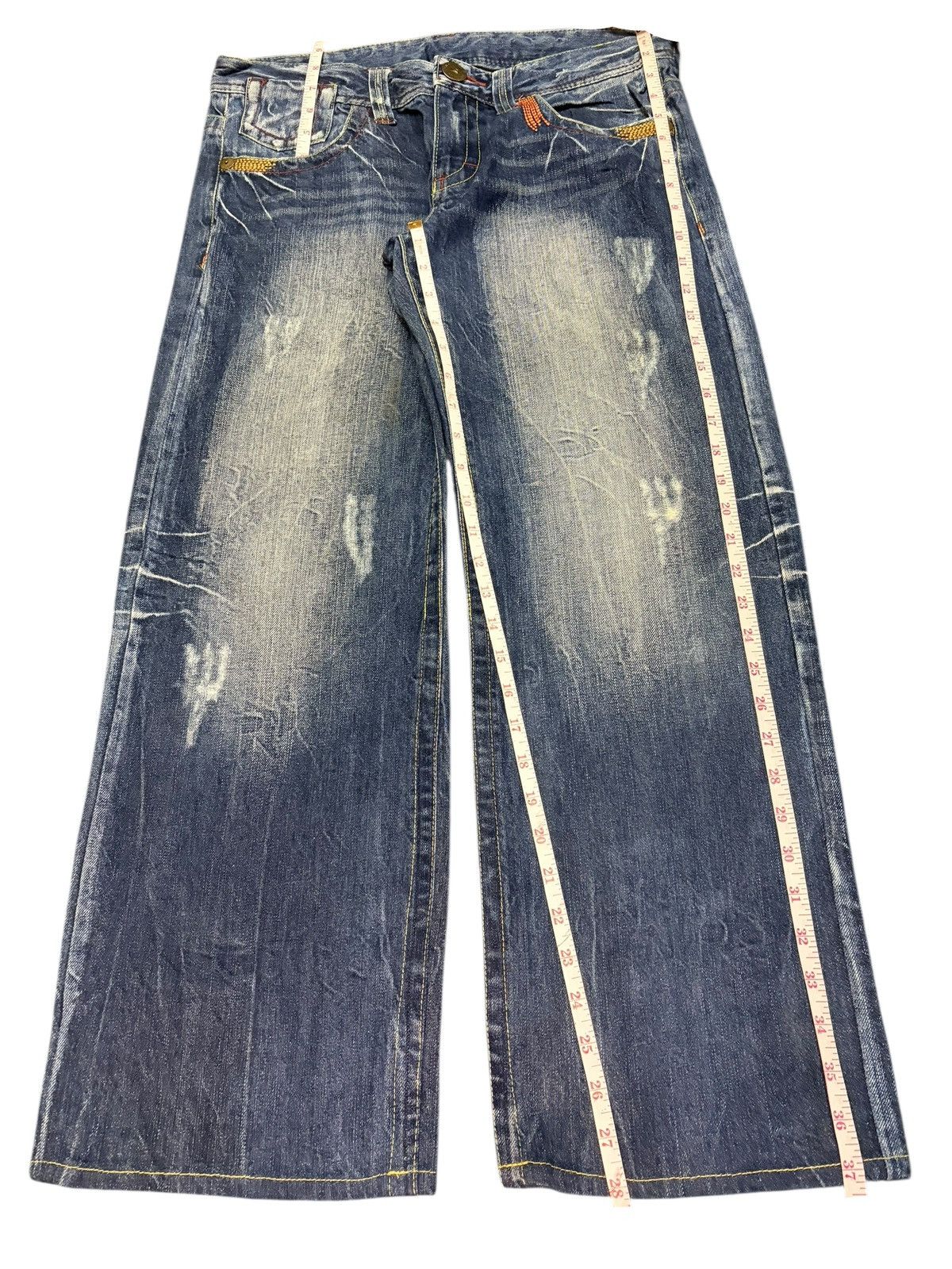 Fubu Vintage Japanese Brand Faded Wash Distress Baggy Jeans Size 32" / US 10 / IT 46 - 7 Thumbnail