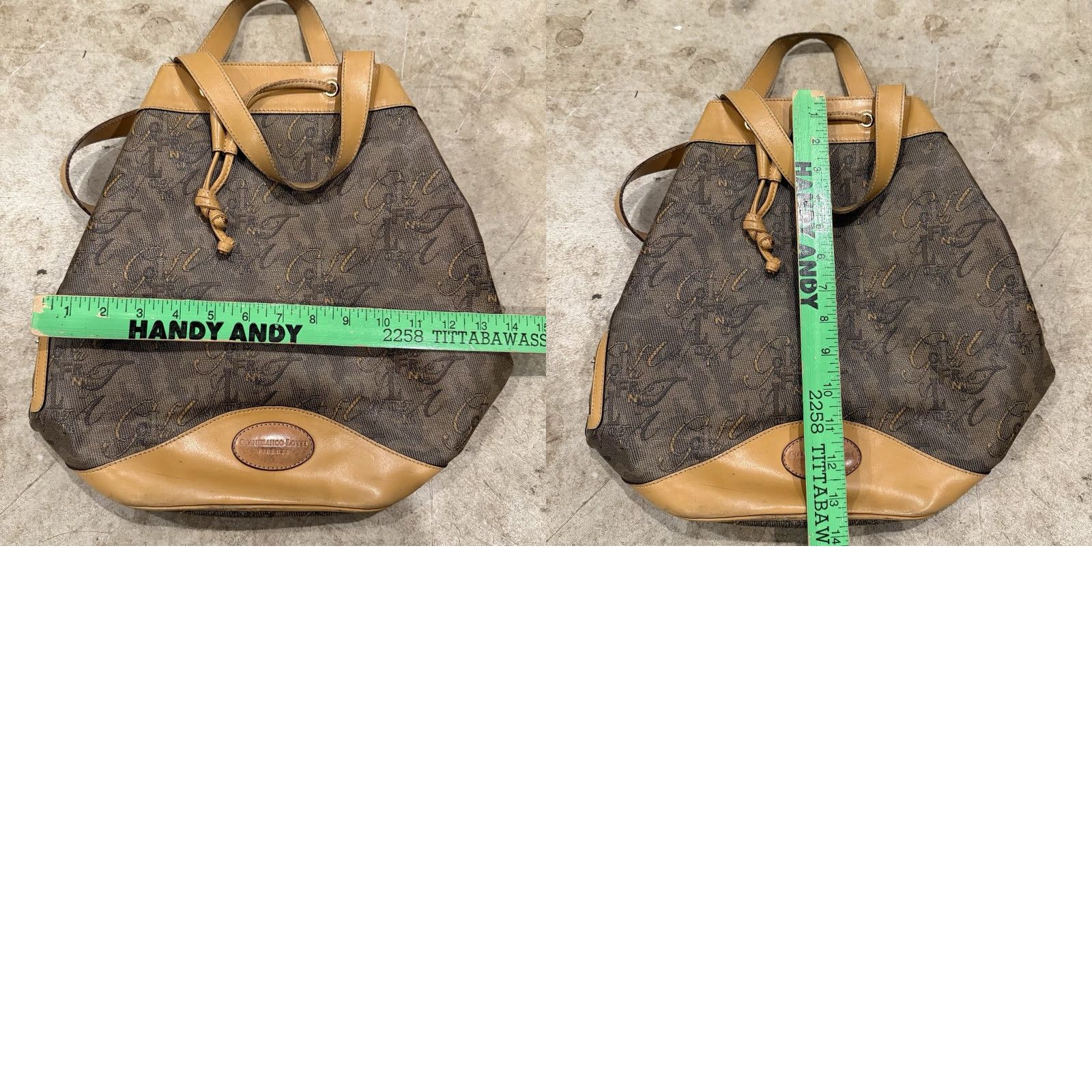 Vintage VINTAGE GIANFRANCO LOTTI Monogram Leather Shoulder Bag Backpack Women Beige Exterior Leather Monogram Vintage Shoulder Bag Womens Size ONE SIZE - 8 Thumbnail