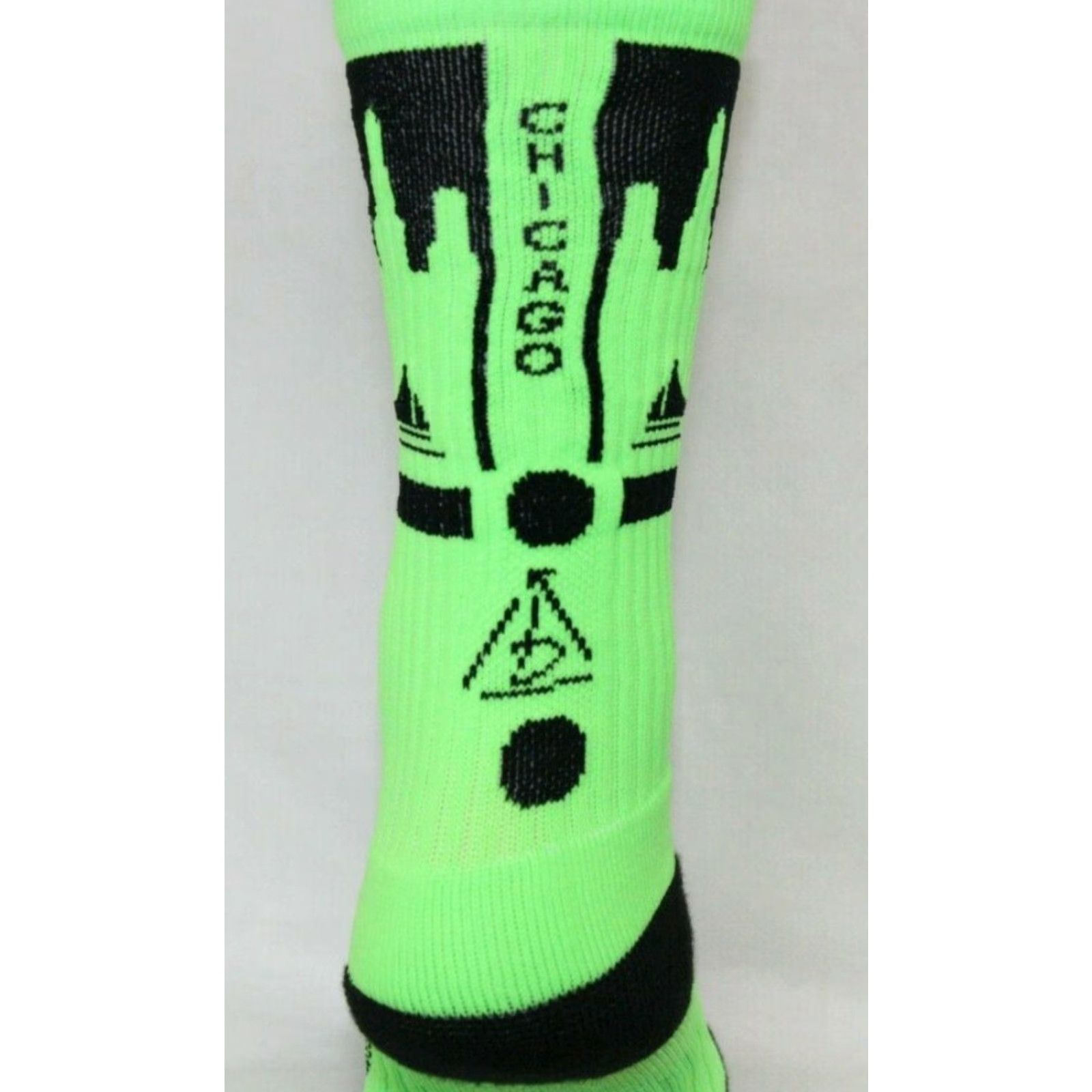 Vintage Rep It City Chicago Lime Green Black CoolMax Basketball Socks Mens Socks M/L Green Basketball Socks Boys Women? Size ONE SIZE - 2 Thumbnail
