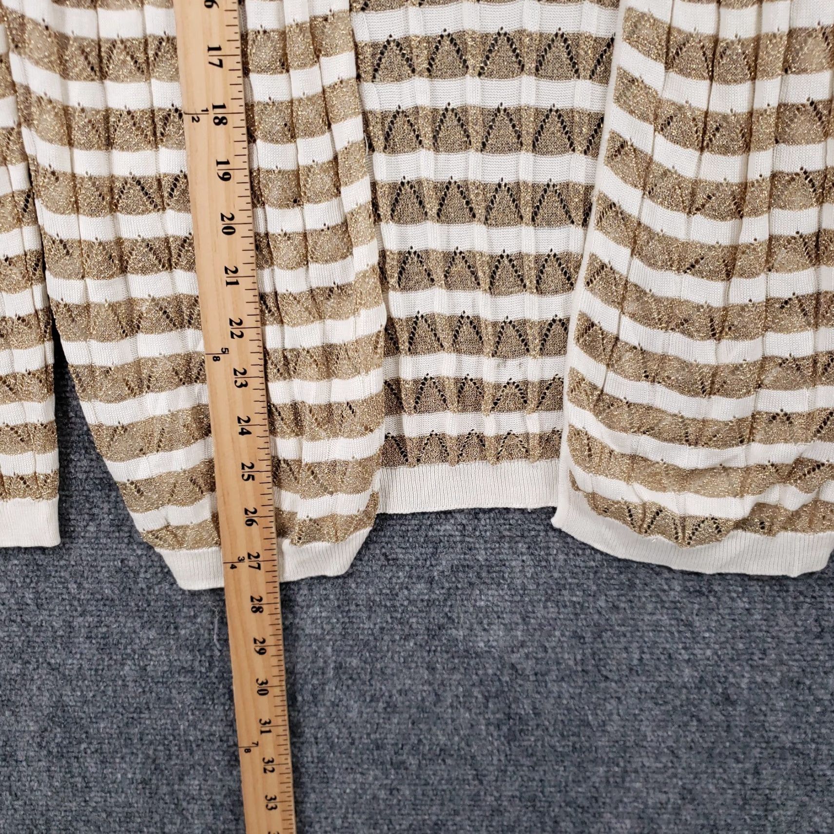 Vintage Sweaterworks Cardigan Sweater Womens L Brown Silk Metallic Striped Open-Knit Ribbed Casual Clothing Styling Ladies Size L / US 10 / IT 46 - 5 Thumbnail