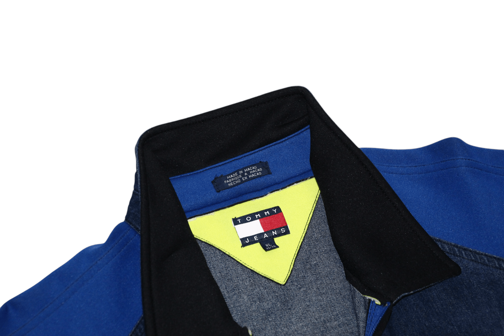 Tommy Hilfiger 90's RARE💥Tommy Jeans Indigo Denim Softshell Trim Pullover Size US XL / EU 56 / 4 - 3 Thumbnail