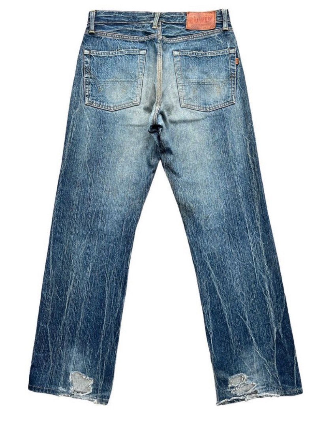 Edwin Vintage Edwin 505ZX Selvedge Distressed Denim Jeans 31x31 Size US 31 - 3 Thumbnail