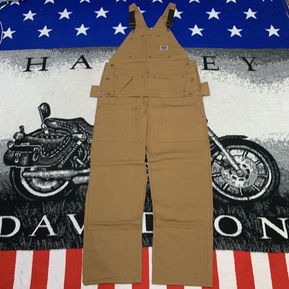 image of Ben Davis Canvas Front Pouch Carpenter Overall in Brown, Men's (Size 42)